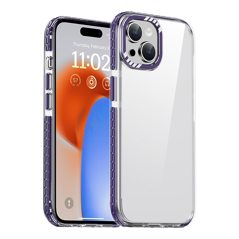 For iPhone 15 iPAKY MT Series Transparent PC+TPU Phone Case(Purple) - Shopkiz.com