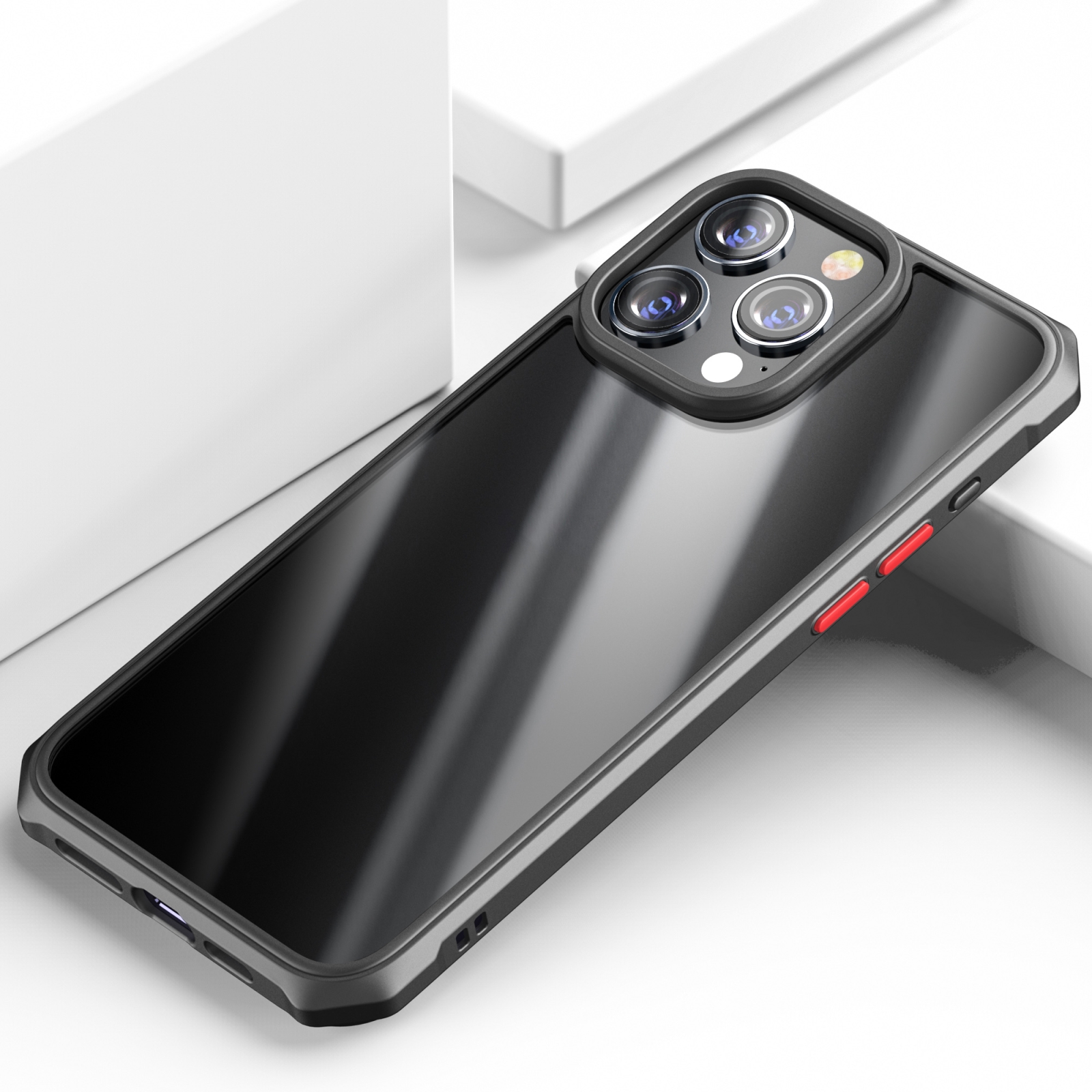 For iPhone 15 Pro Max iPAKY Dawn Series Transparent PC+TPU Phone Case(Black) - Shopkiz.com
