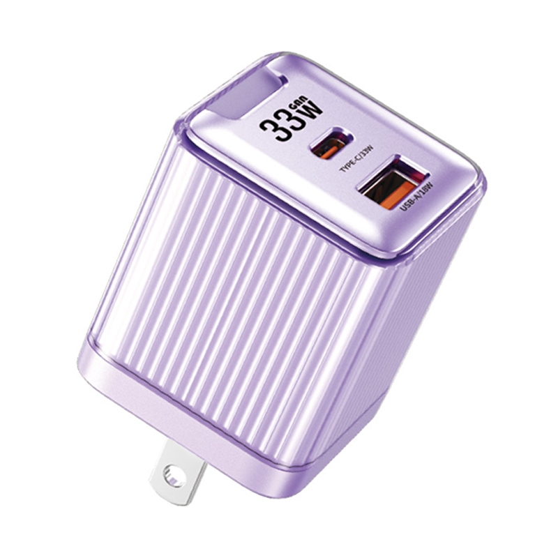 WK WP-U05 Jiltry Series 33W Gallium Nitride USB-C / Type-C + USB Charger, US Plug(Purple) - Shopkiz.com