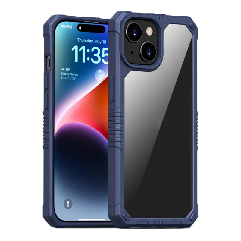For iPhone 15 iPAKY Guard Series Transparent PC+TPU Phone Case(Blue) - Shopkiz.com