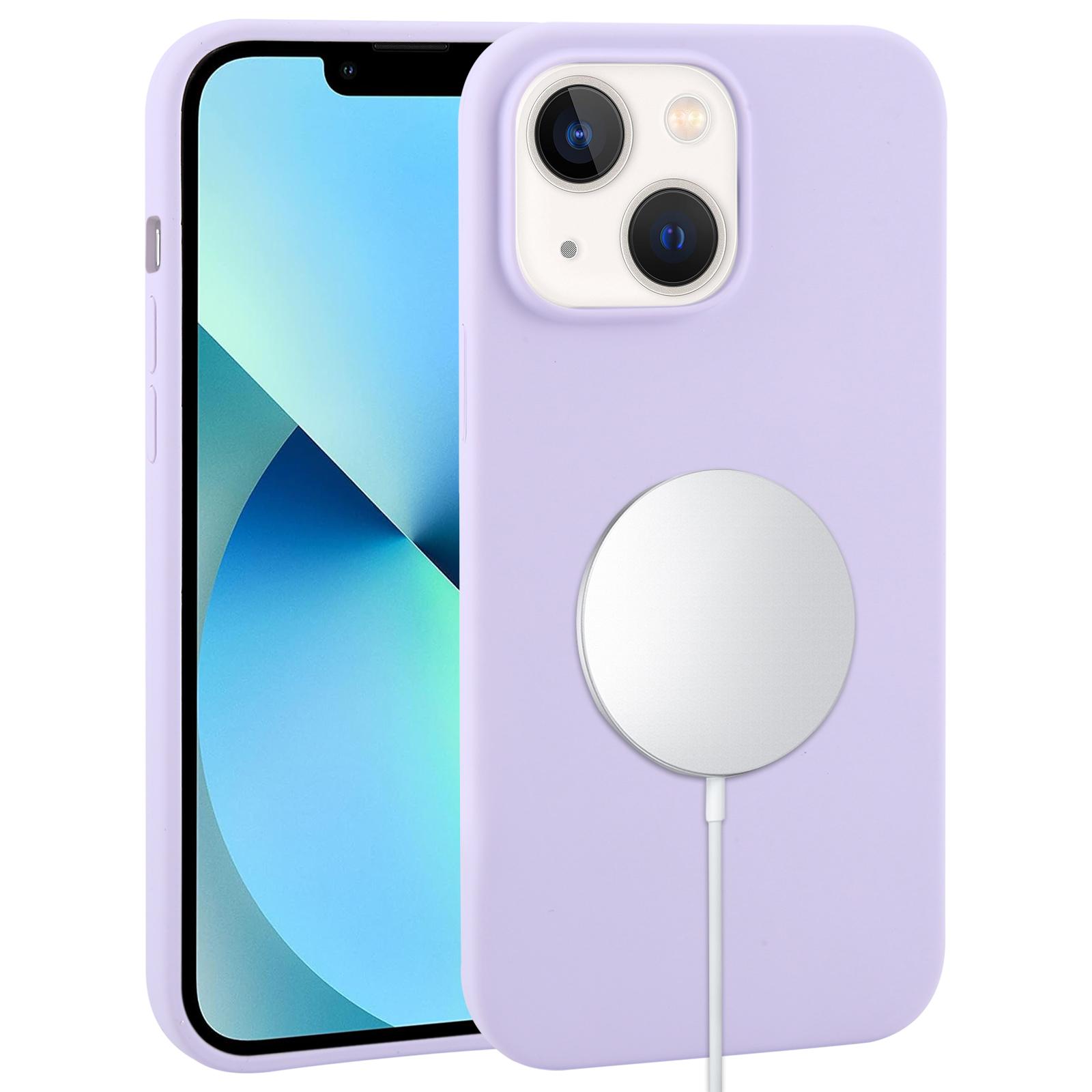 For iPhone 13 mini Liquid Silicone Full Coverage MagSafe Phone Case(Lilac Purple) - Shopkiz.com
