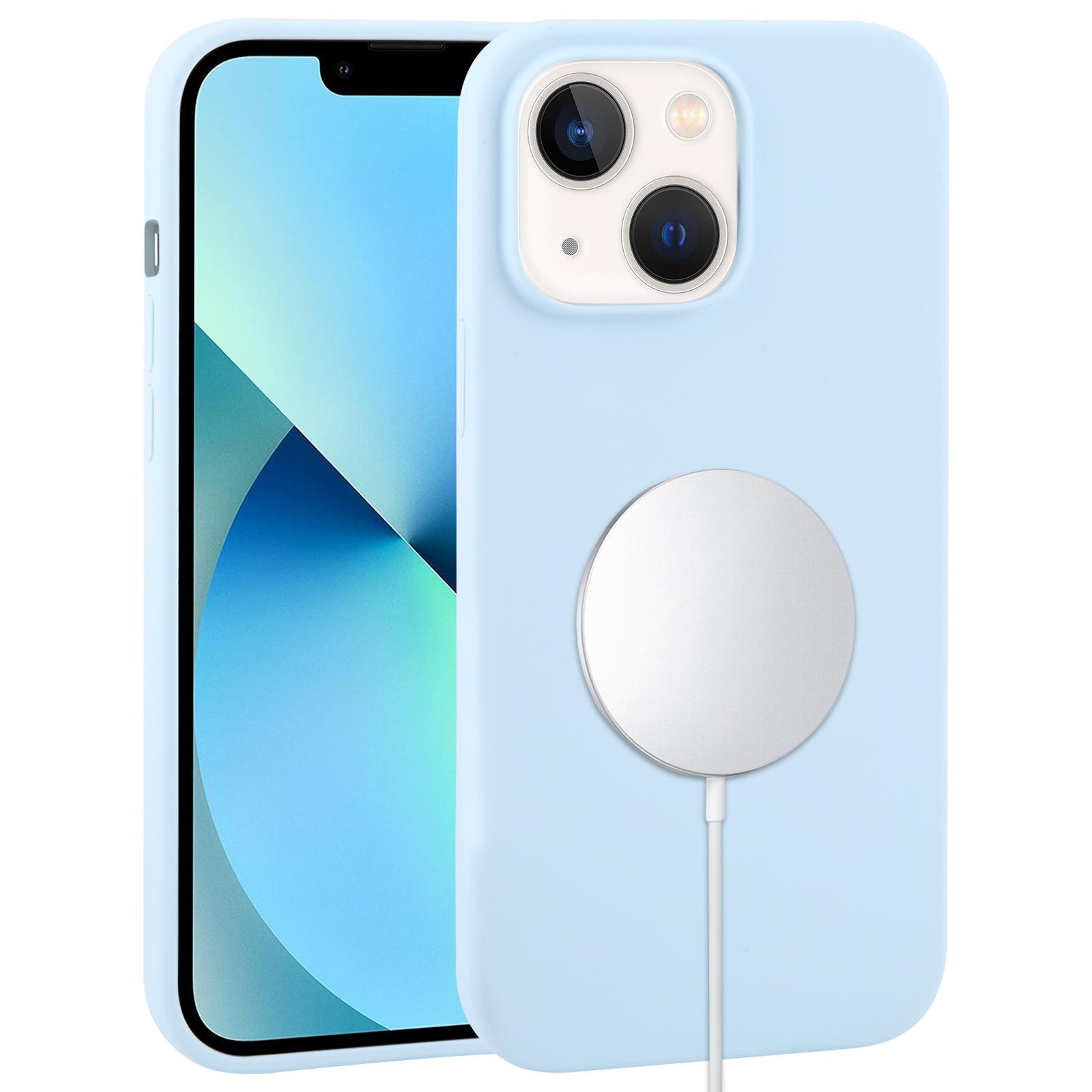 For iPhone 13 mini Liquid Silicone Full Coverage MagSafe Phone Case(Sierra Blue) - Shopkiz.com