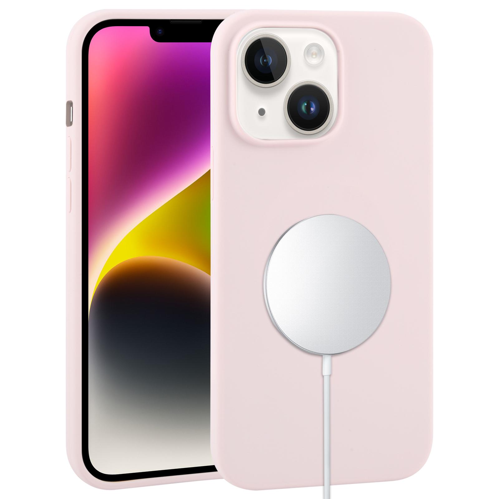 For iPhone 14 Liquid Silicone Full Coverage MagSafe Phone Case(Light Pink) - Shopkiz.com