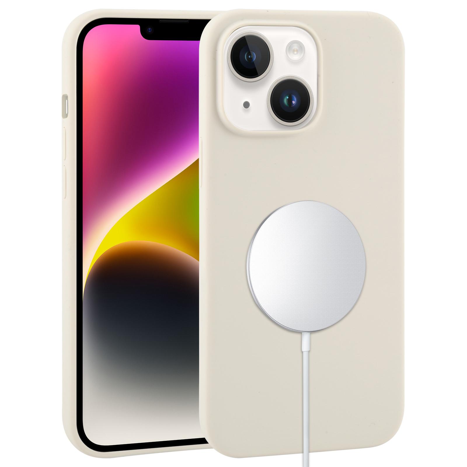 For iPhone 14 Plus Liquid Silicone Full Coverage MagSafe Phone Case(Antique White) - Shopkiz.com