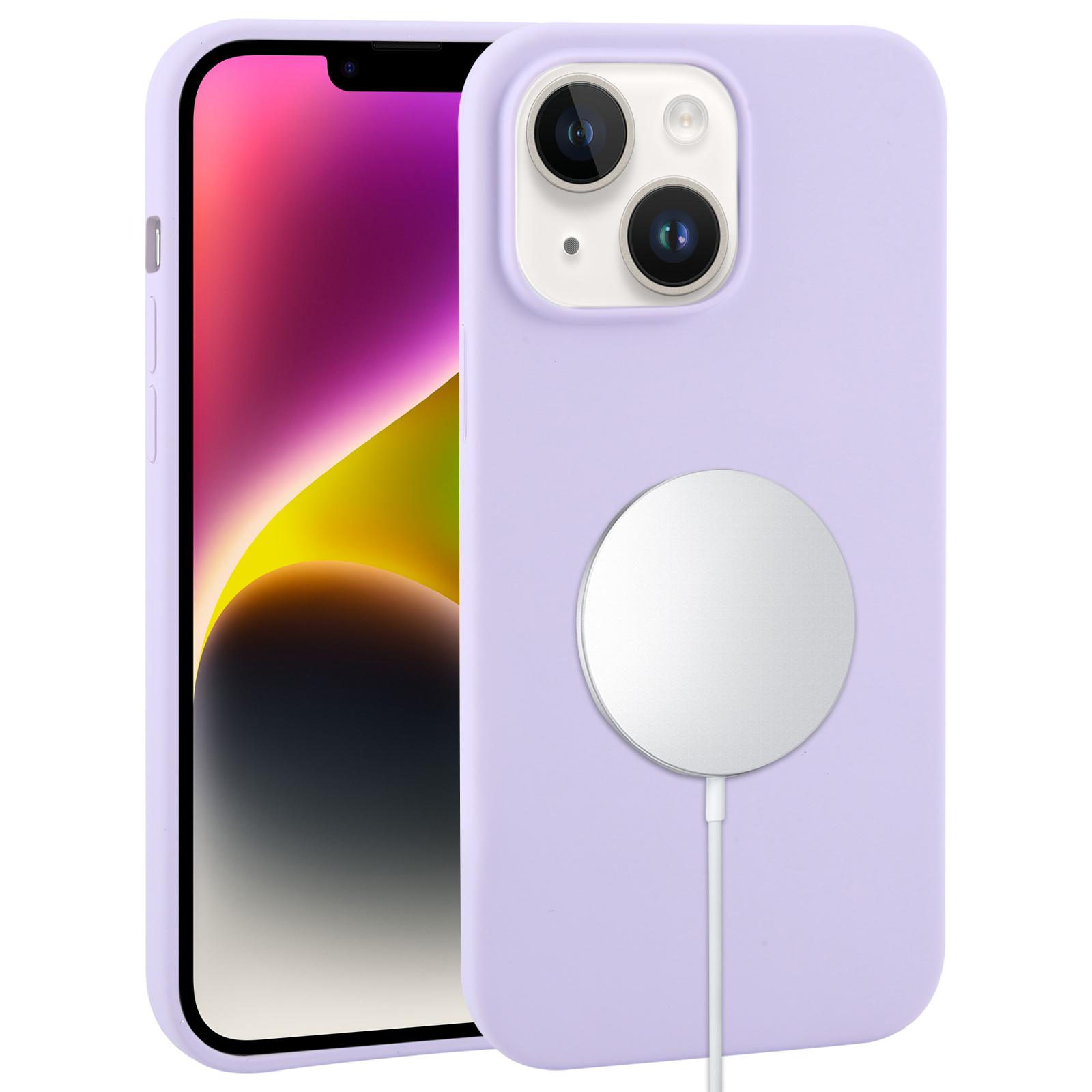 For iPhone 14 Plus Liquid Silicone Full Coverage MagSafe Phone Case(Lilac Purple) - Shopkiz.com