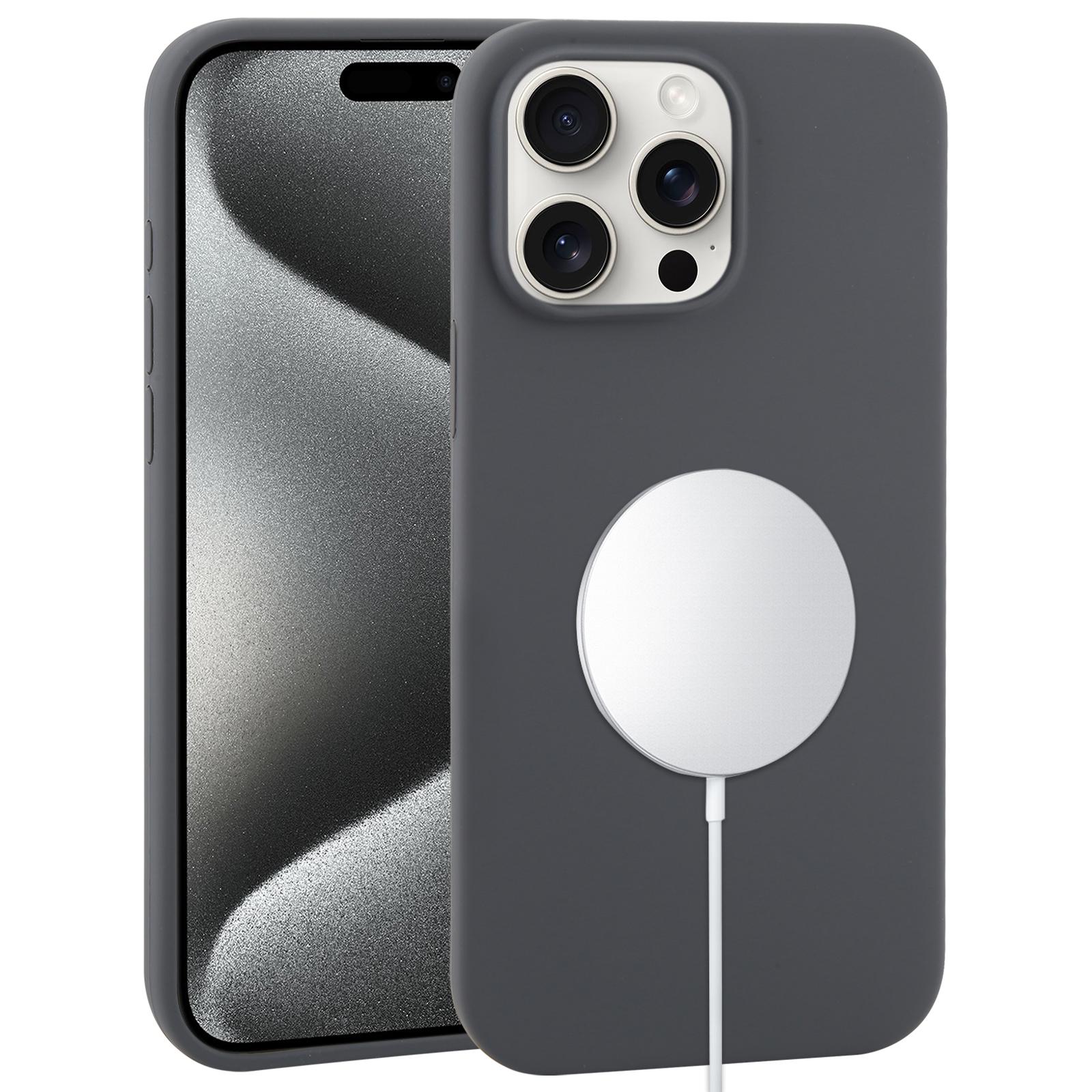 For iPhone 15 Pro Max Liquid Silicone Full Coverage MagSafe Phone Case(Midnight Black) - Shopkiz.com