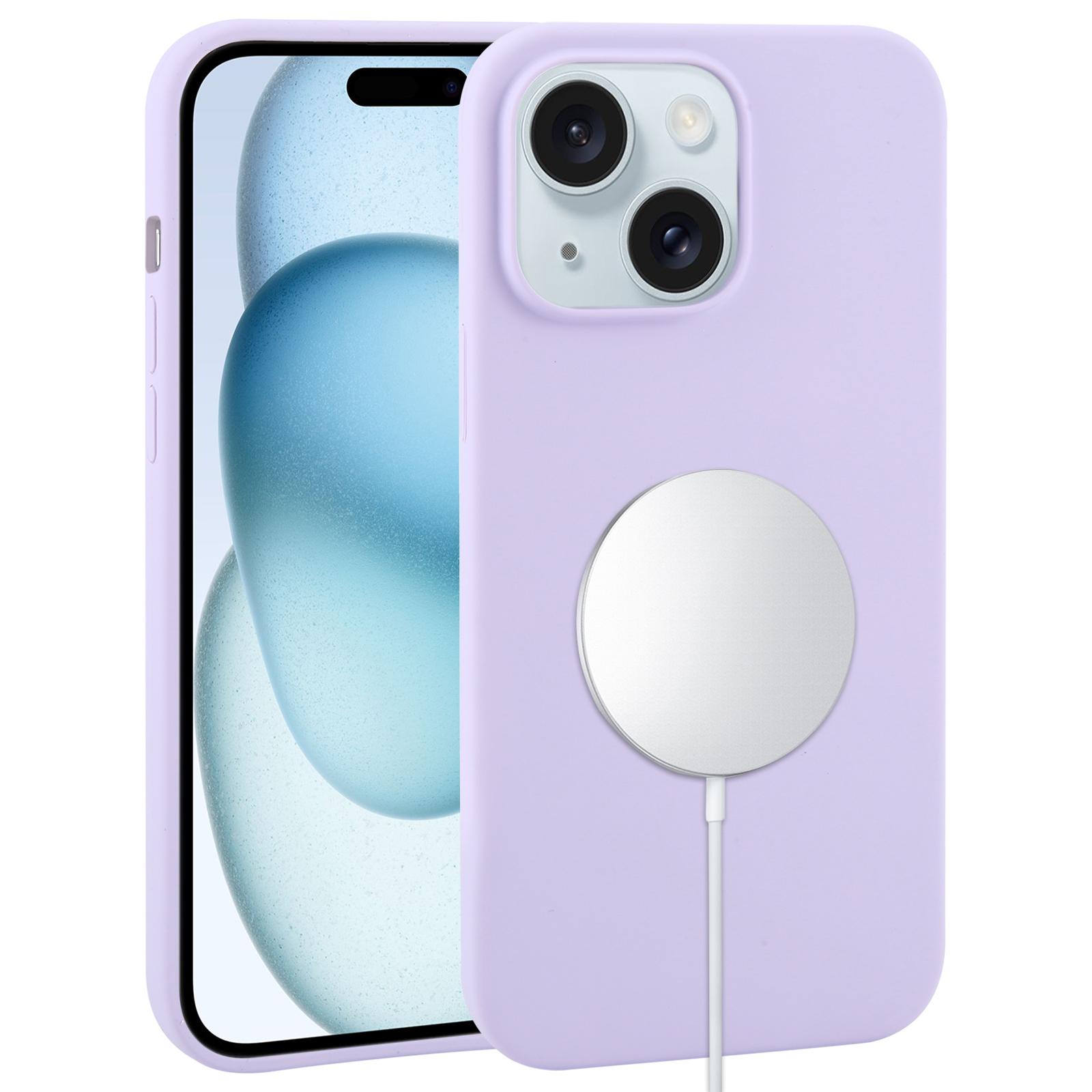 For iPhone 15 Plus Liquid Silicone Full Coverage MagSafe Phone Case(Lilac Purple) - Shopkiz.com