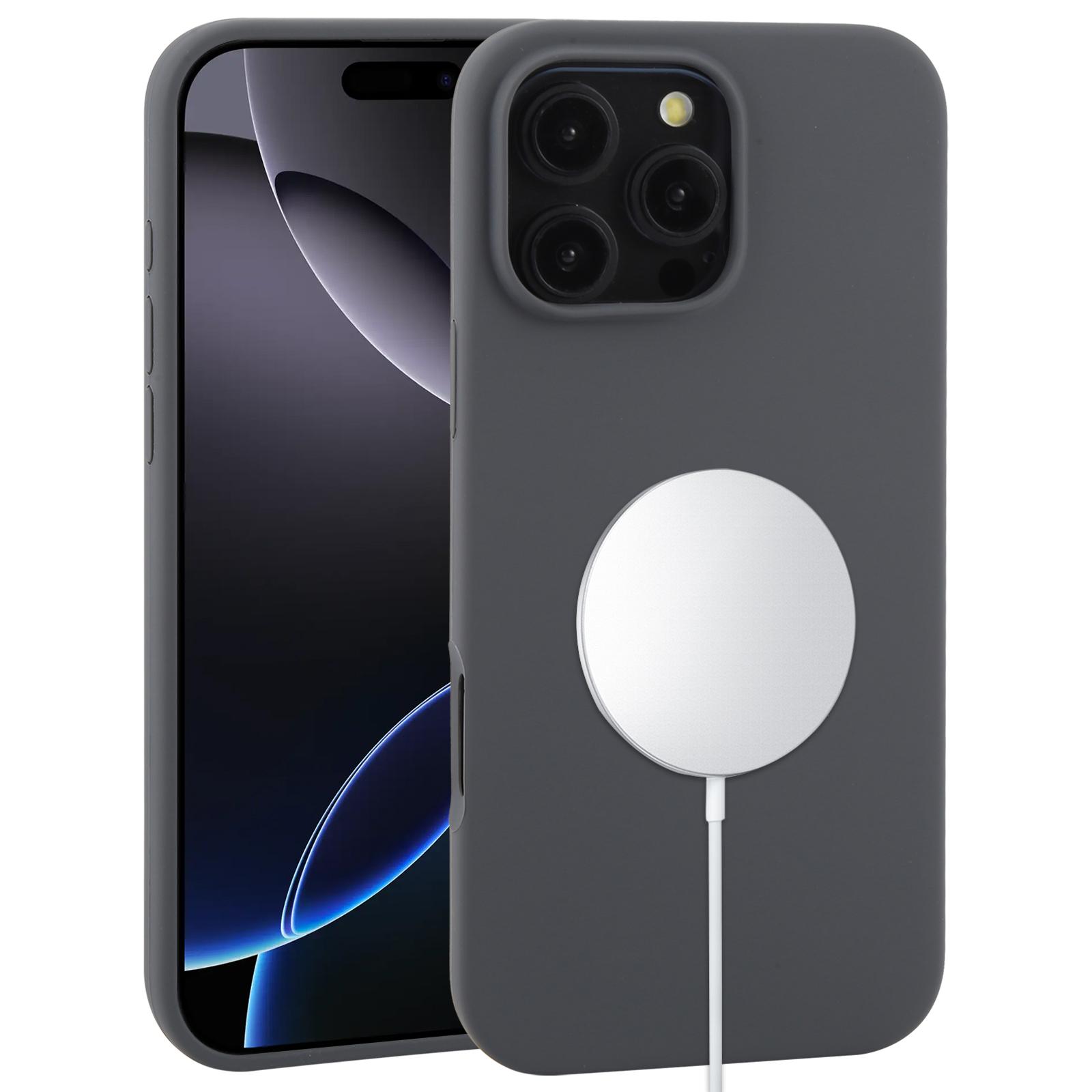 For iPhone 16 Pro Liquid Silicone Full Coverage MagSafe Phone Case(Midnight Black) - Shopkiz.com