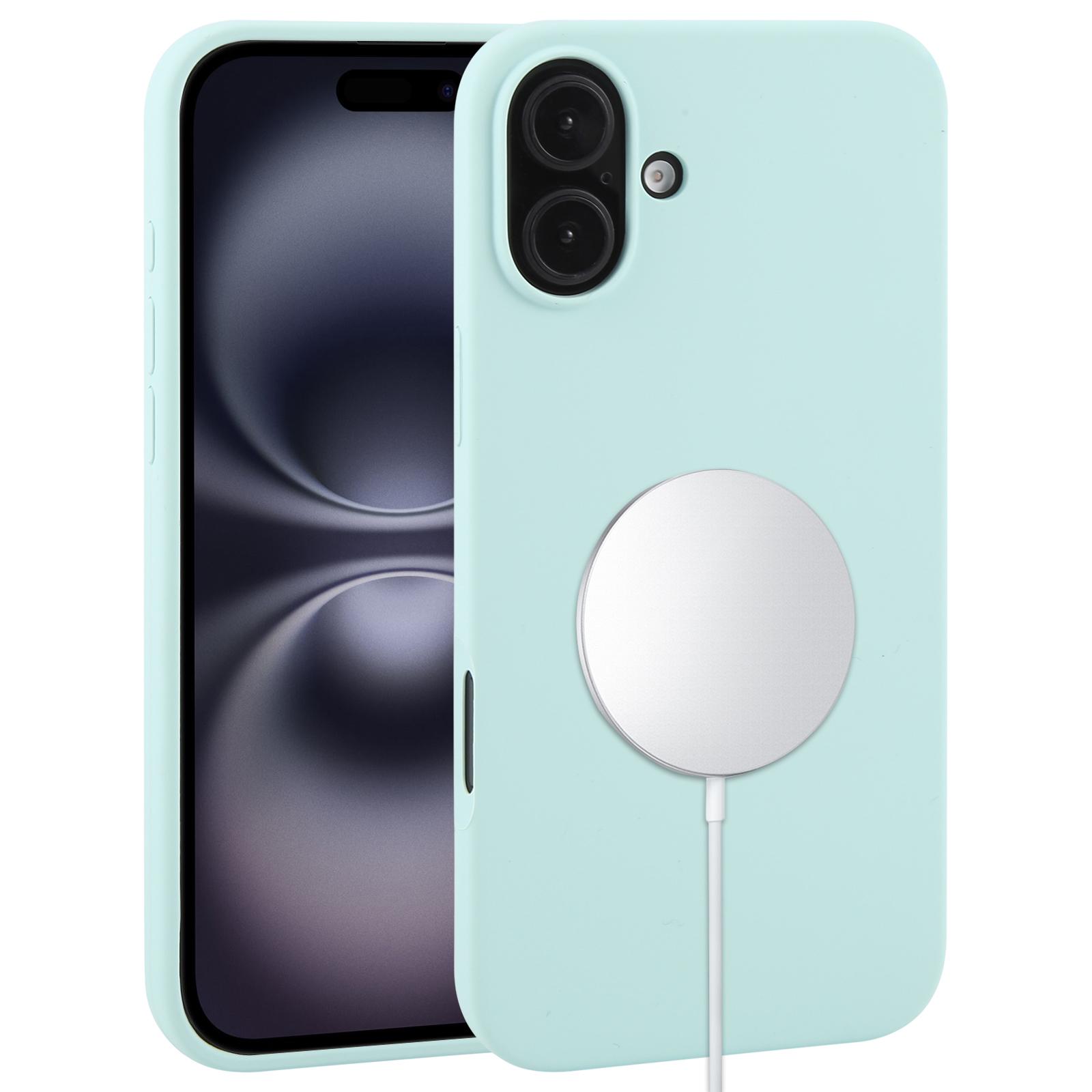 For iPhone 16 Plus Liquid Silicone Full Coverage MagSafe Phone Case(Cyan) - Shopkiz.com