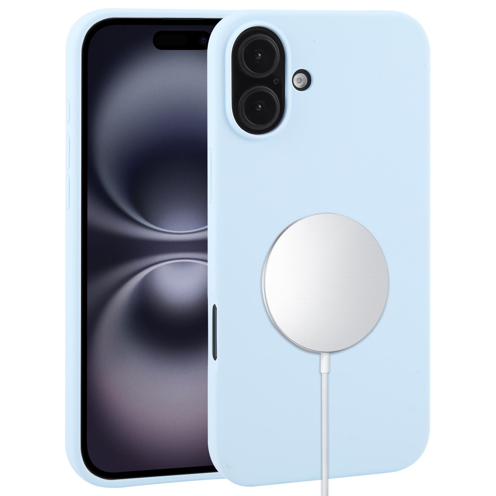 For iPhone 16 Plus Liquid Silicone Full Coverage MagSafe Phone Case(Sierra Blue) - Shopkiz.com