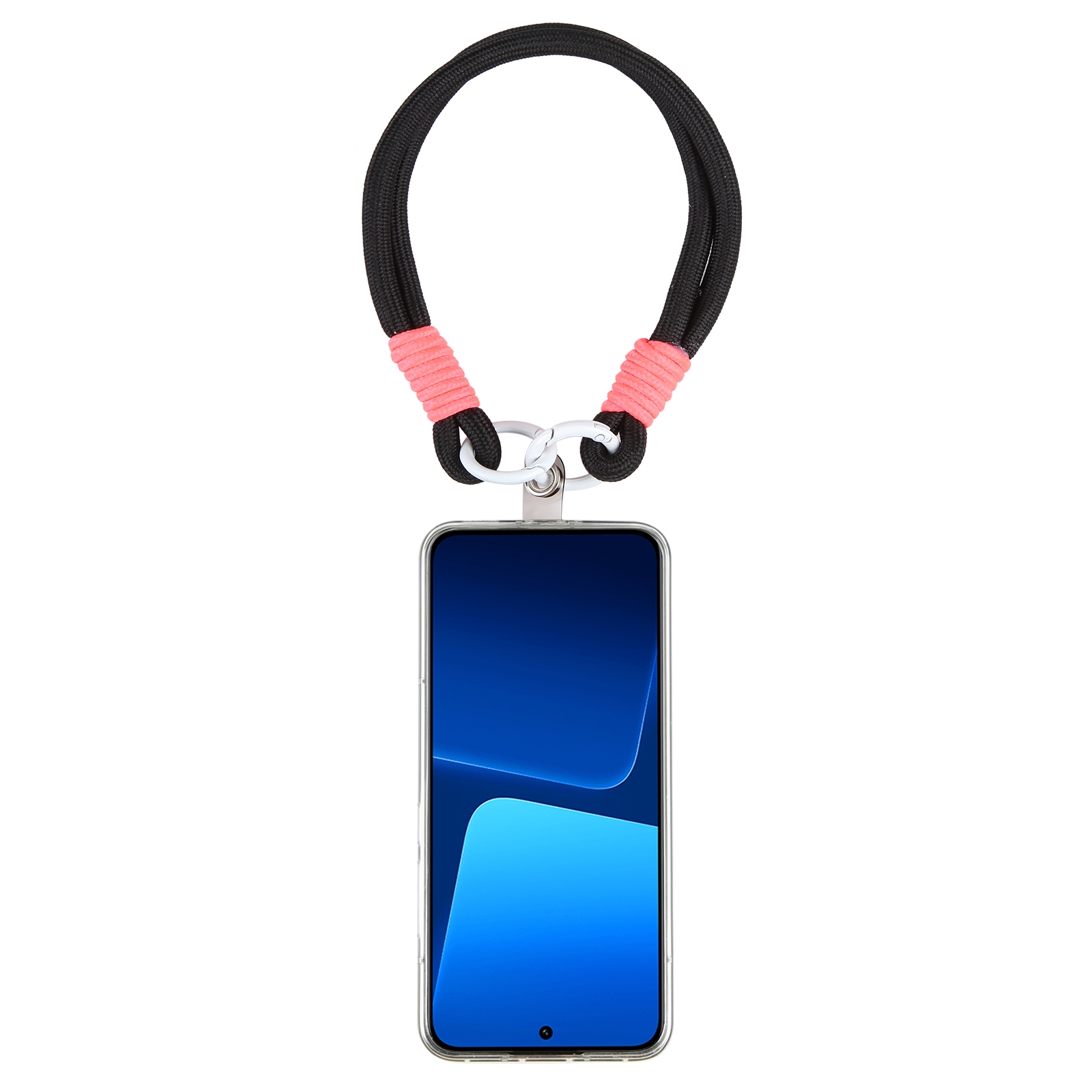 Dopamine Color Double Buckle Twist Rope Short Lanyard(Black Rose White) - Shopkiz.com