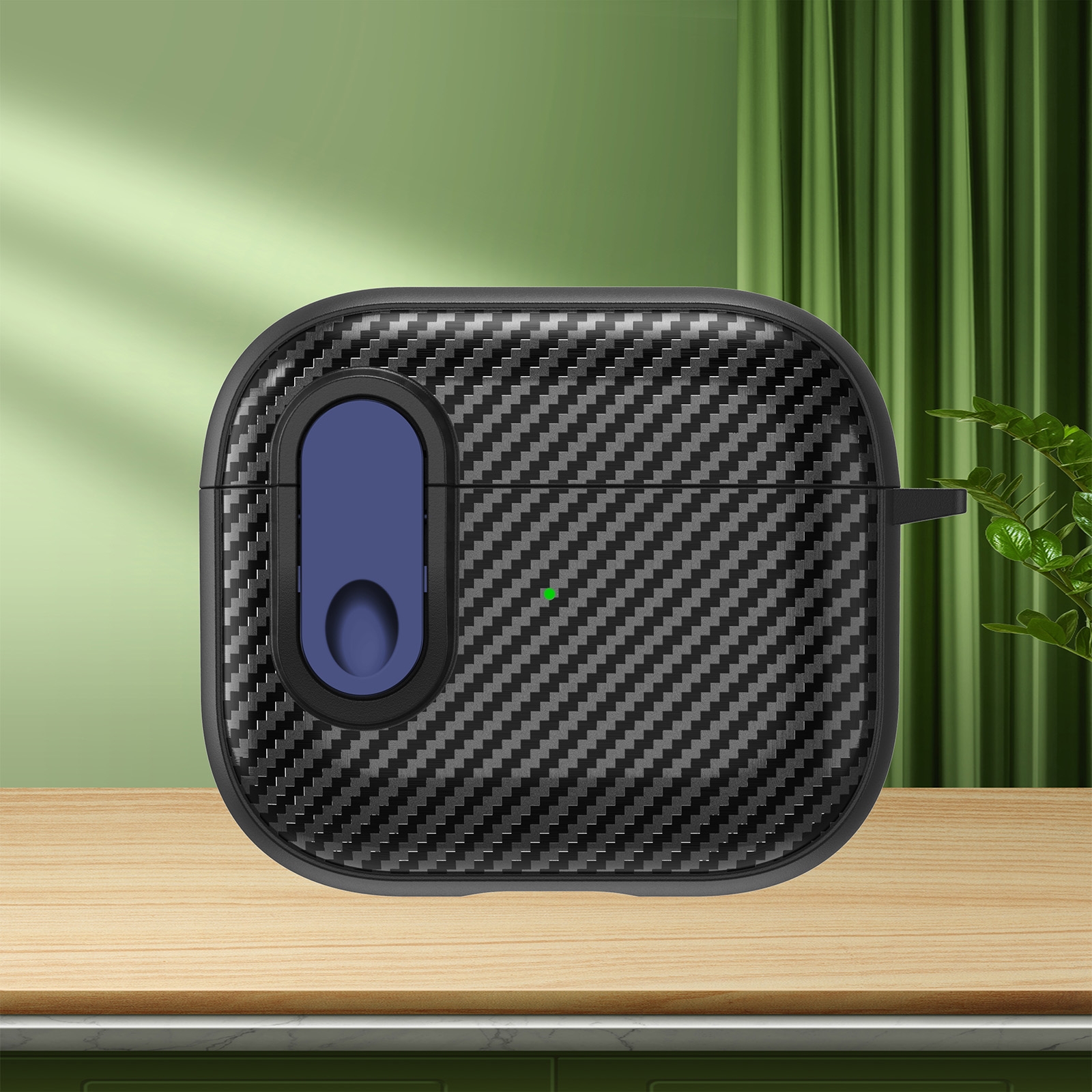 For AirPods 3 Carbon Fiber Texture Wireless Earphones Case with Security Lock(Blue) - Shopkiz.com
