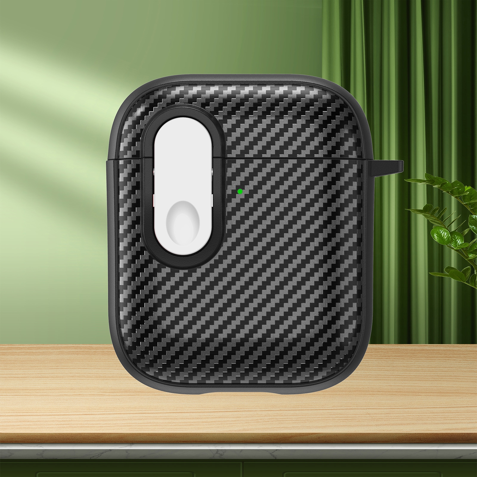 For AirPods 2 / 1 Carbon Fiber Texture Wireless Earphones Case with Security Lock(White) - Shopkiz.com