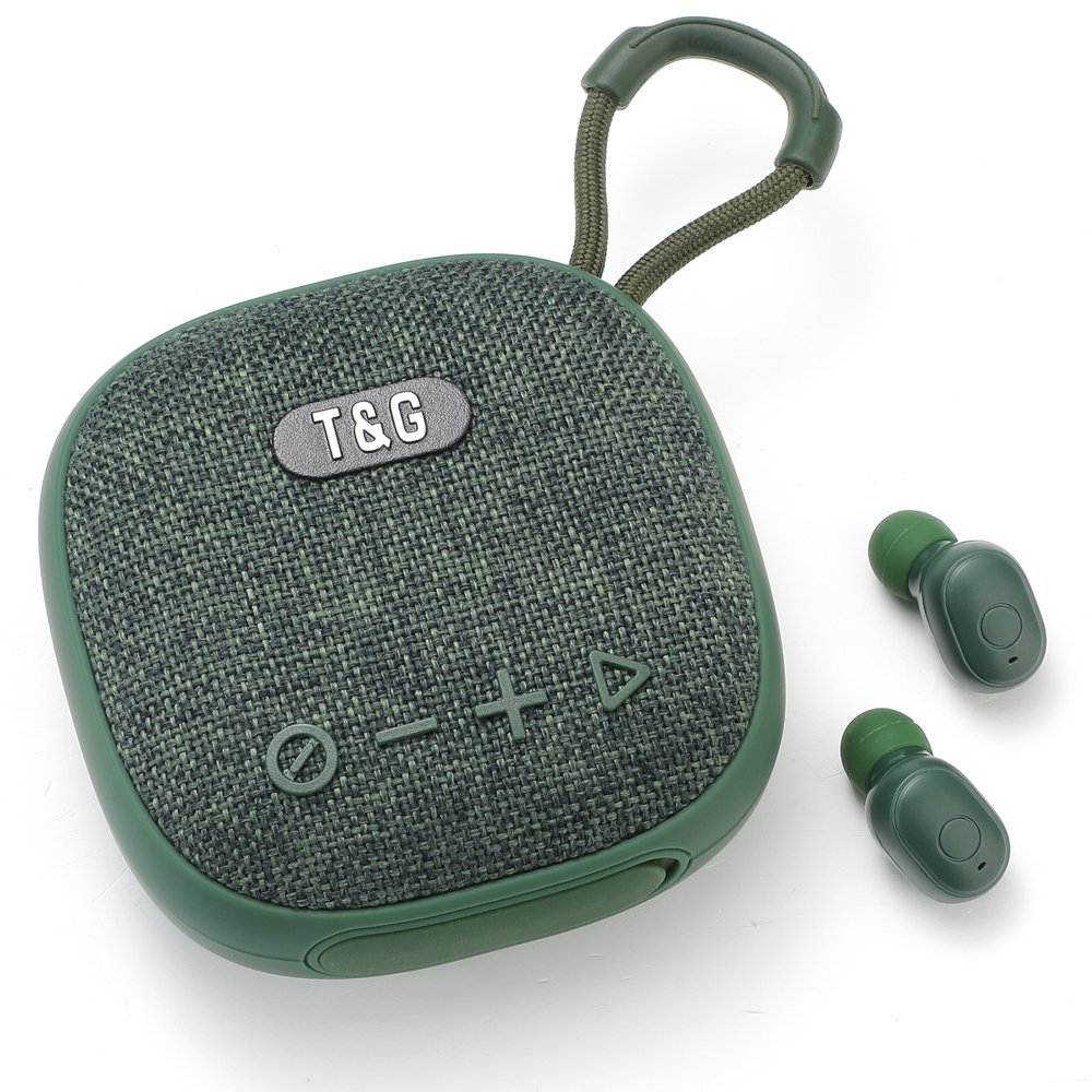 T&G TG-813 2 in 1 TWS Bluetooth Speaker Earphone with Charging Box(Green) - Shopkiz.com