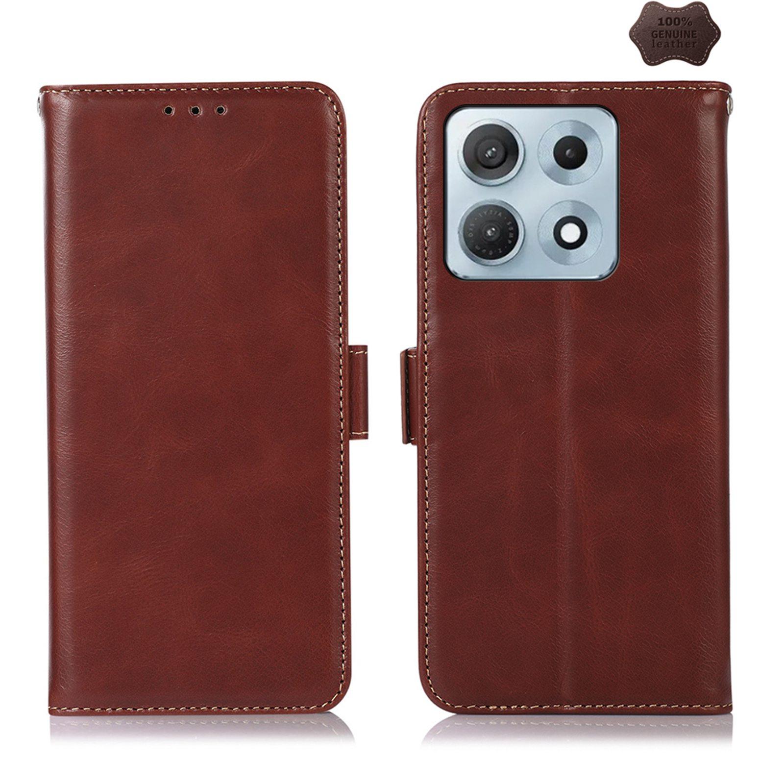 For Motorola Edge 70 Max 5G Magnetic Crazy Horse Texture Genuine Leather RFID Phone Case(Brown) - Shopkiz.com
