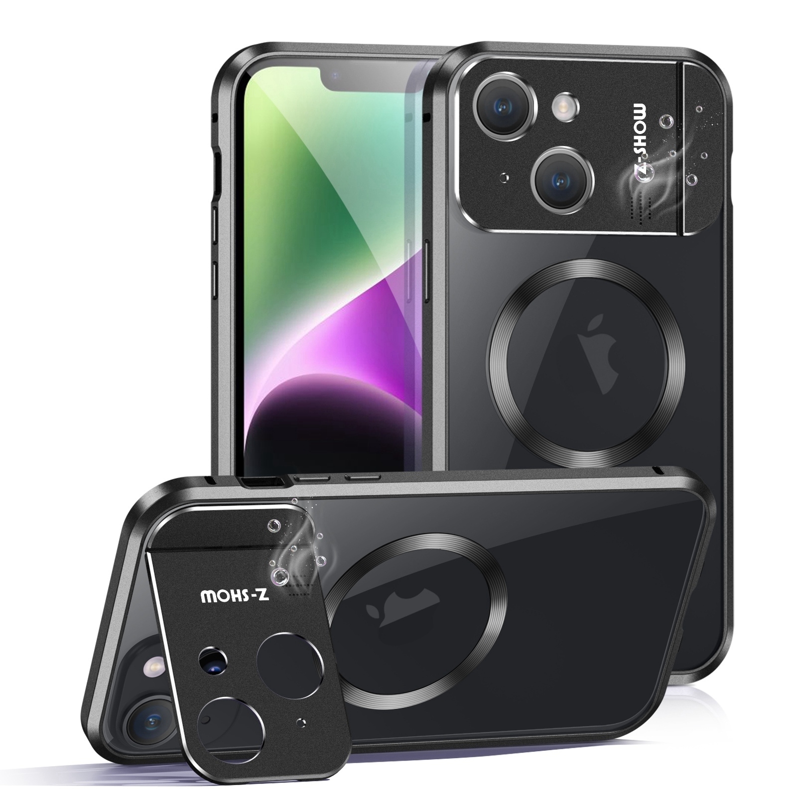 For iPhone 14 Aromatherapy Holder Single-sided MagSafe Magnetic Phone Case(Black) - Shopkiz.com