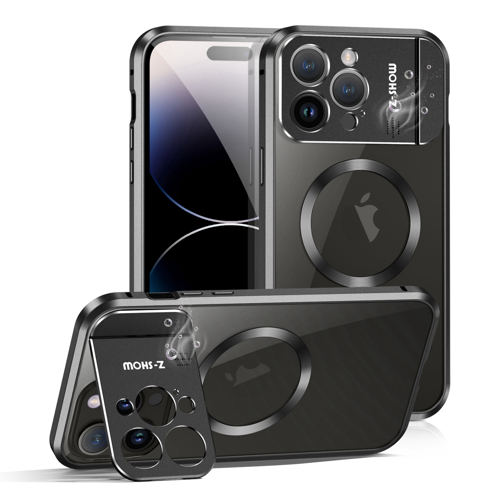 For iPhone 14 Pro Aromatherapy Holder Single-sided MagSafe Magnetic Phone Case(Black) - Shopkiz.com