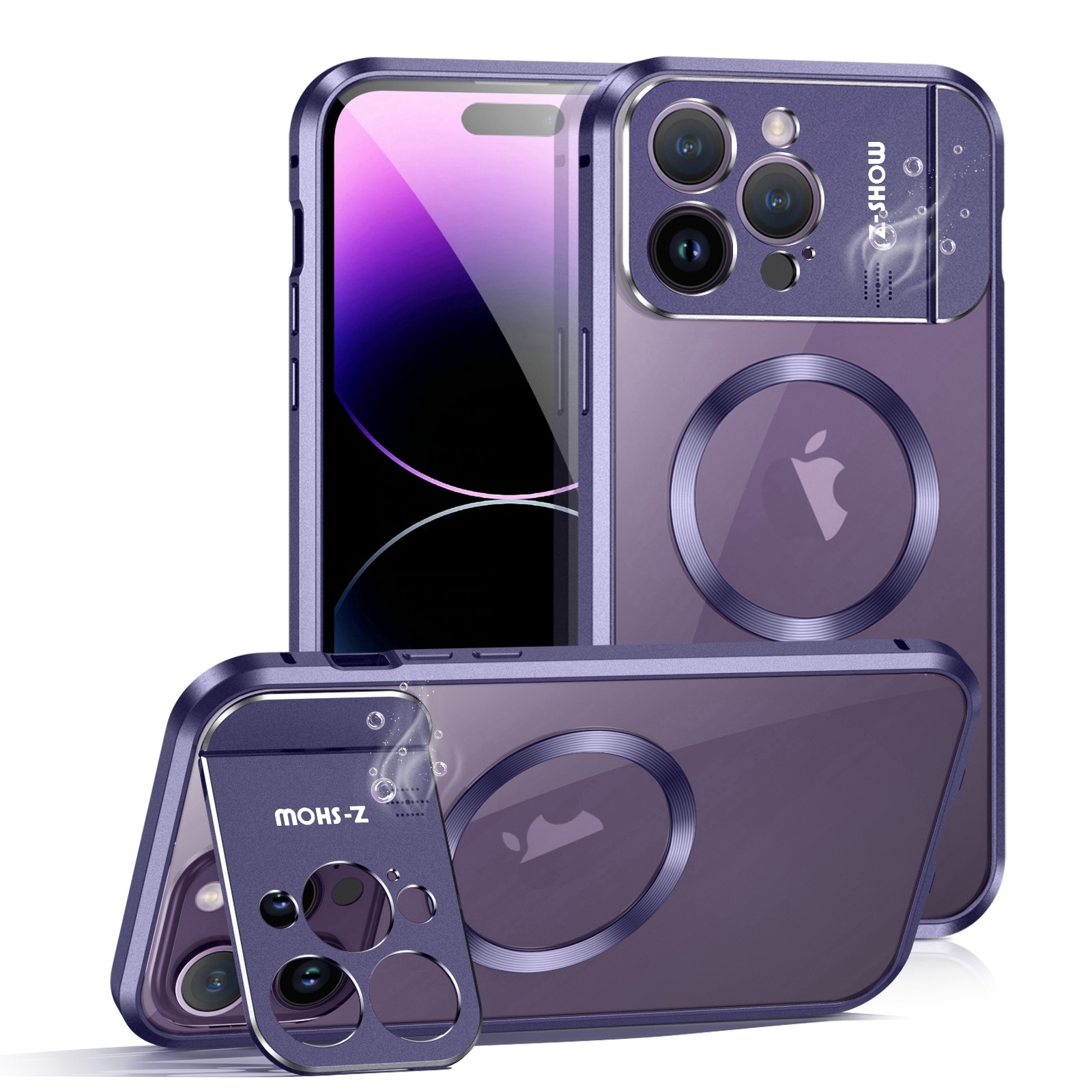 For iPhone 14 Pro Aromatherapy Holder Single-sided MagSafe Magnetic Phone Case(Purple) - Shopkiz.com
