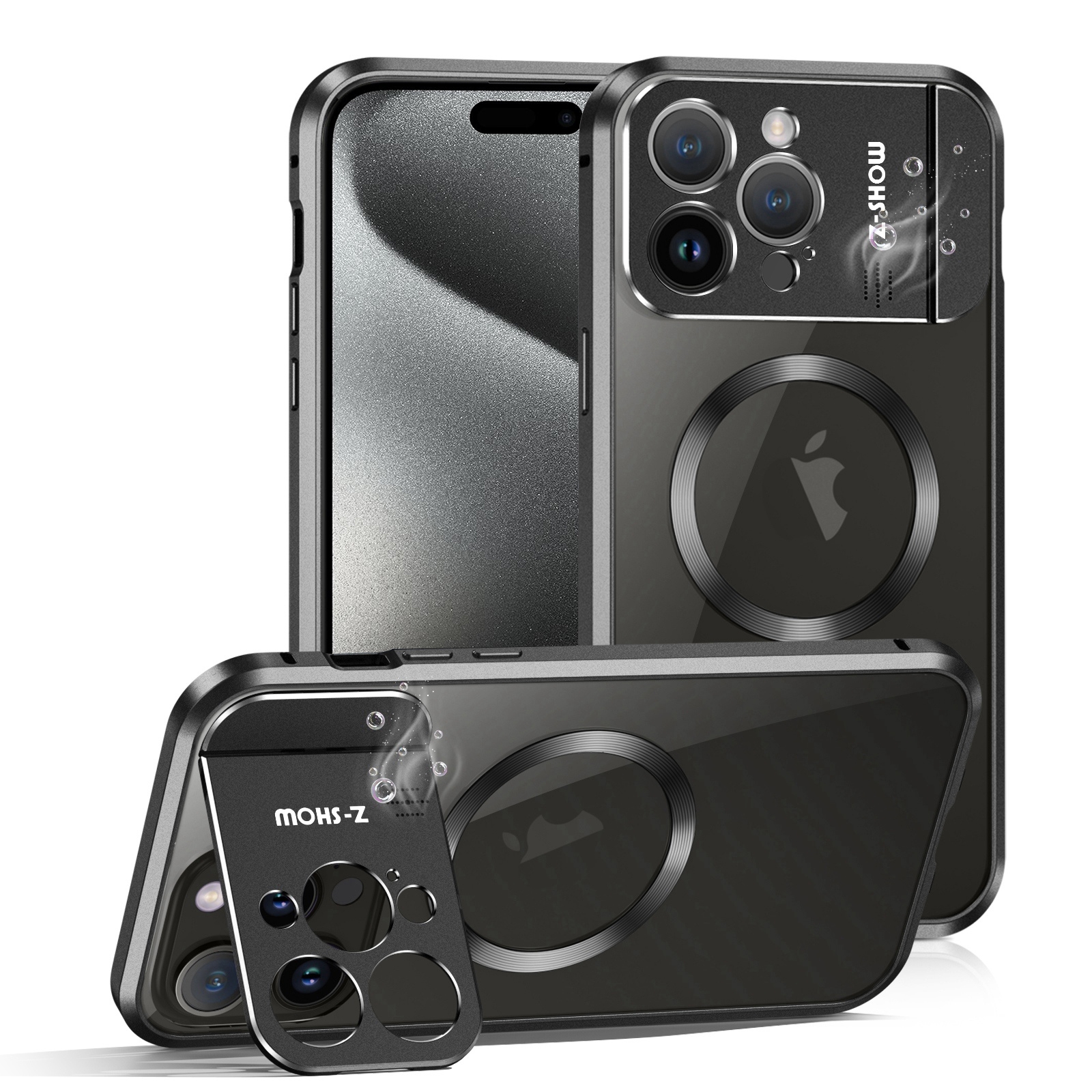 For iPhone 15 Pro Aromatherapy Holder Single-sided MagSafe Magnetic Phone Case(Black) - Shopkiz.com
