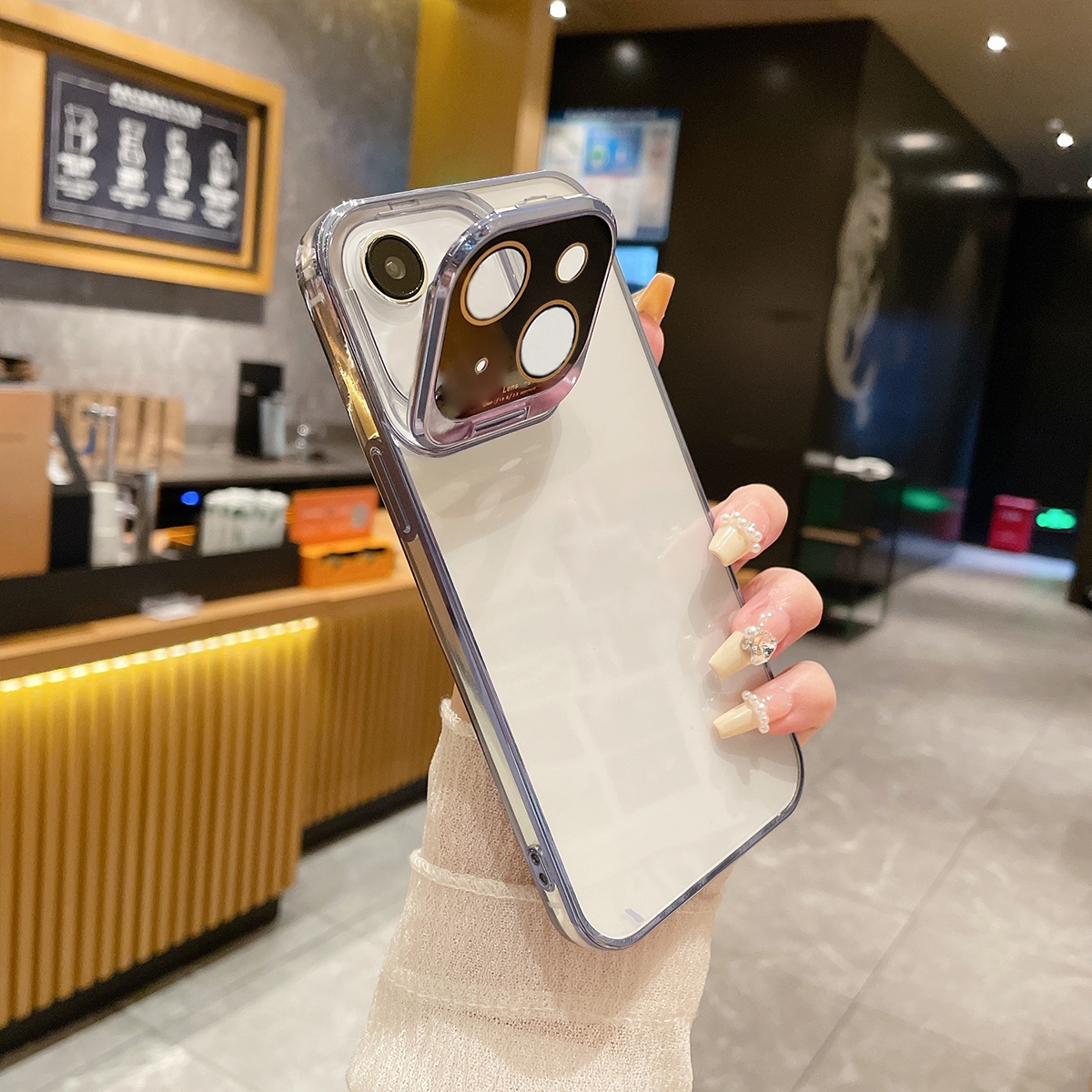 For iPhone 14 Plus Electroplated Lens Protectoin Holder TPU Phone Case(Sierra Blue) - Shopkiz.com