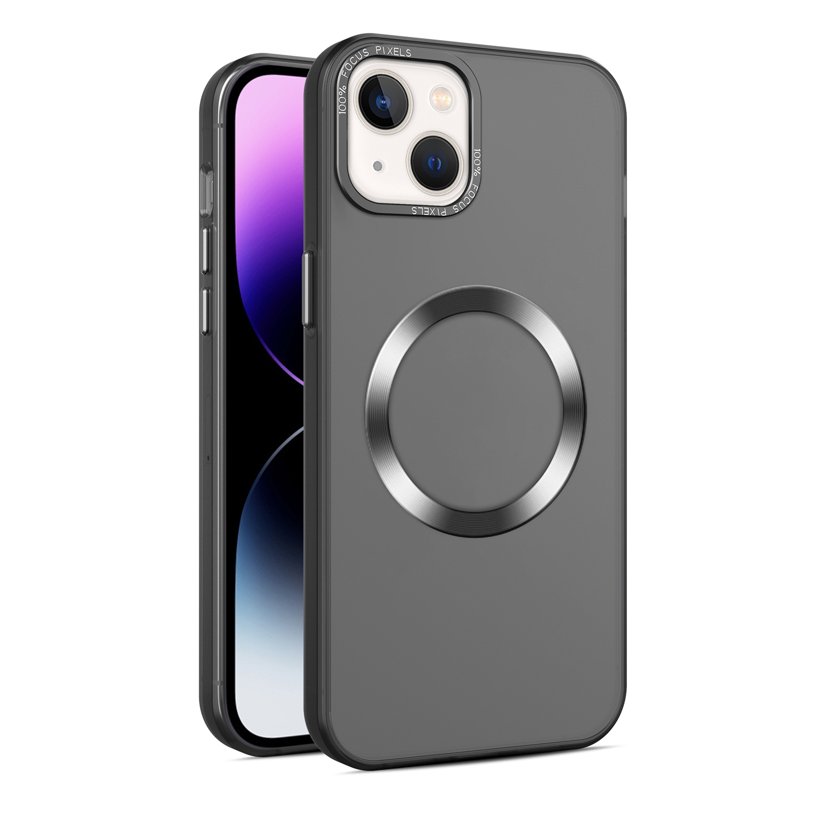 For iPhone 15 CD Texture MagSafe Frosted Translucent Phone Case(Black) - Shopkiz.com