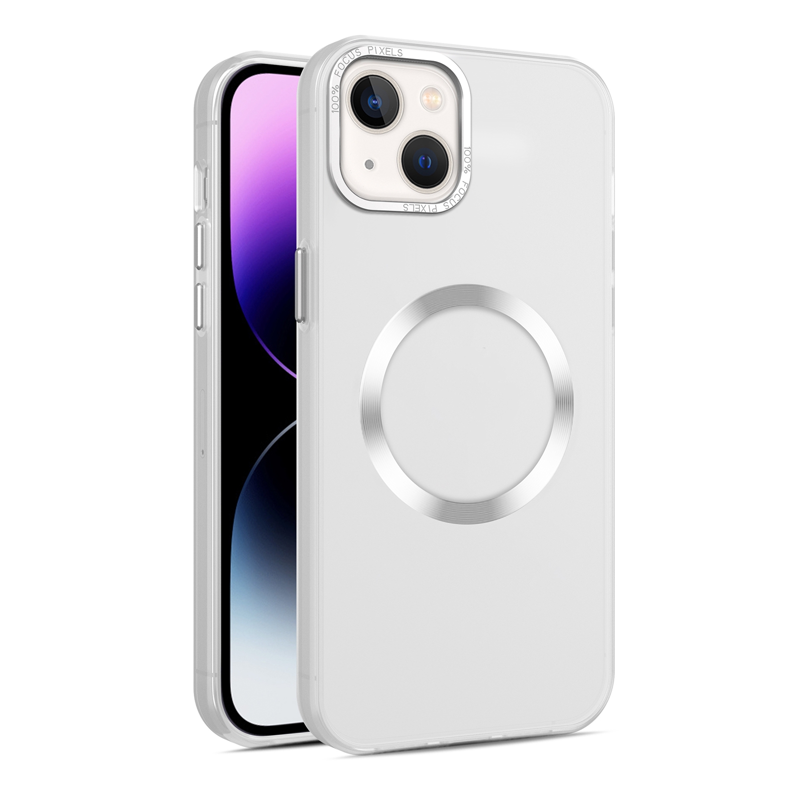 For iPhone 14 Plus CD Texture MagSafe Frosted Translucent Phone Case(White) - Shopkiz.com