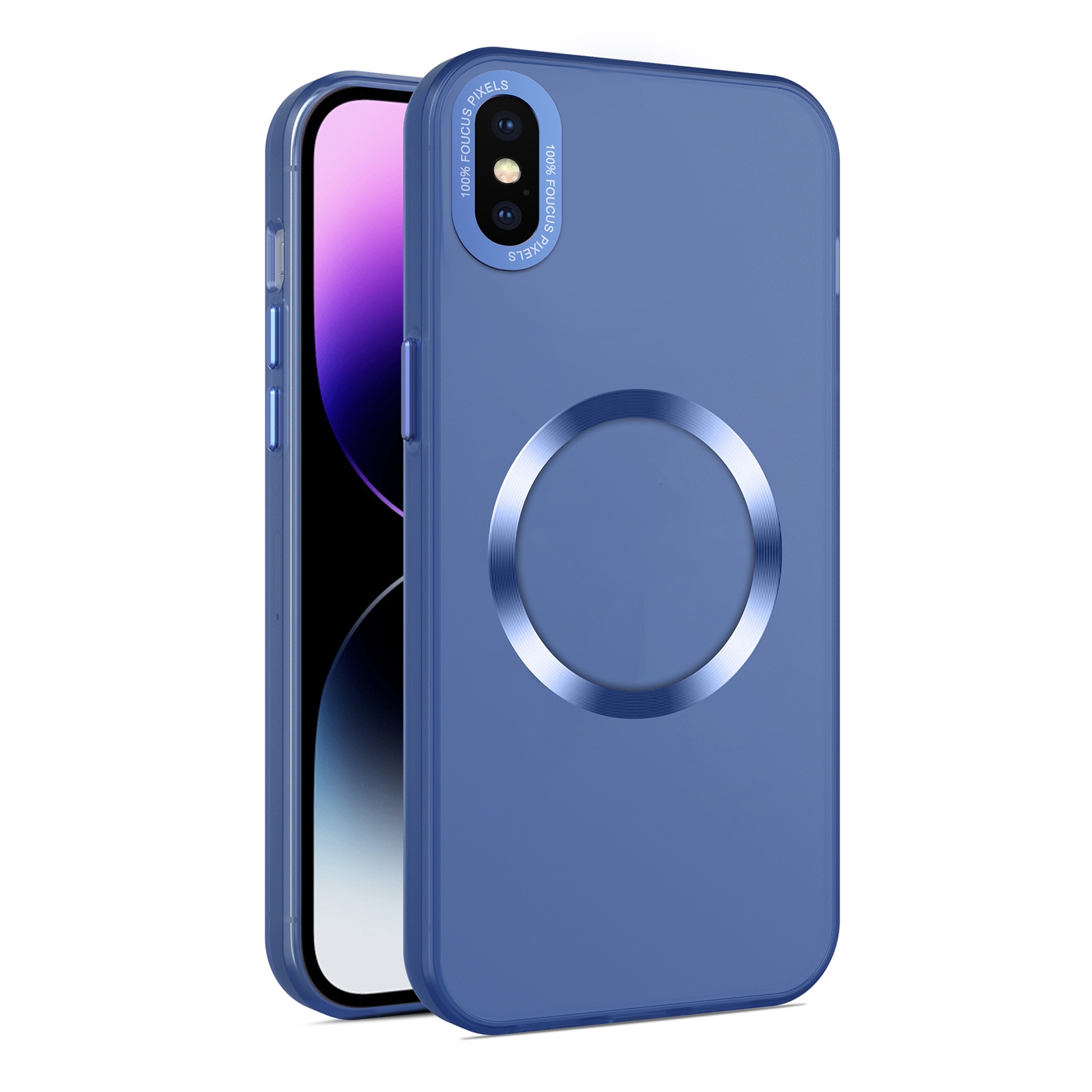 For iPhone XS / X CD Texture MagSafe Frosted Translucent Phone Case(Royal Blue) - Shopkiz.com