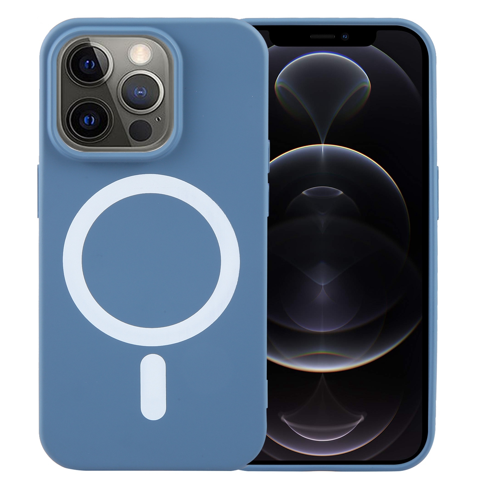 For iPhone 12 Pro Max MagSafe Liquid Silicone Phone Case(Blue) - Shopkiz.com