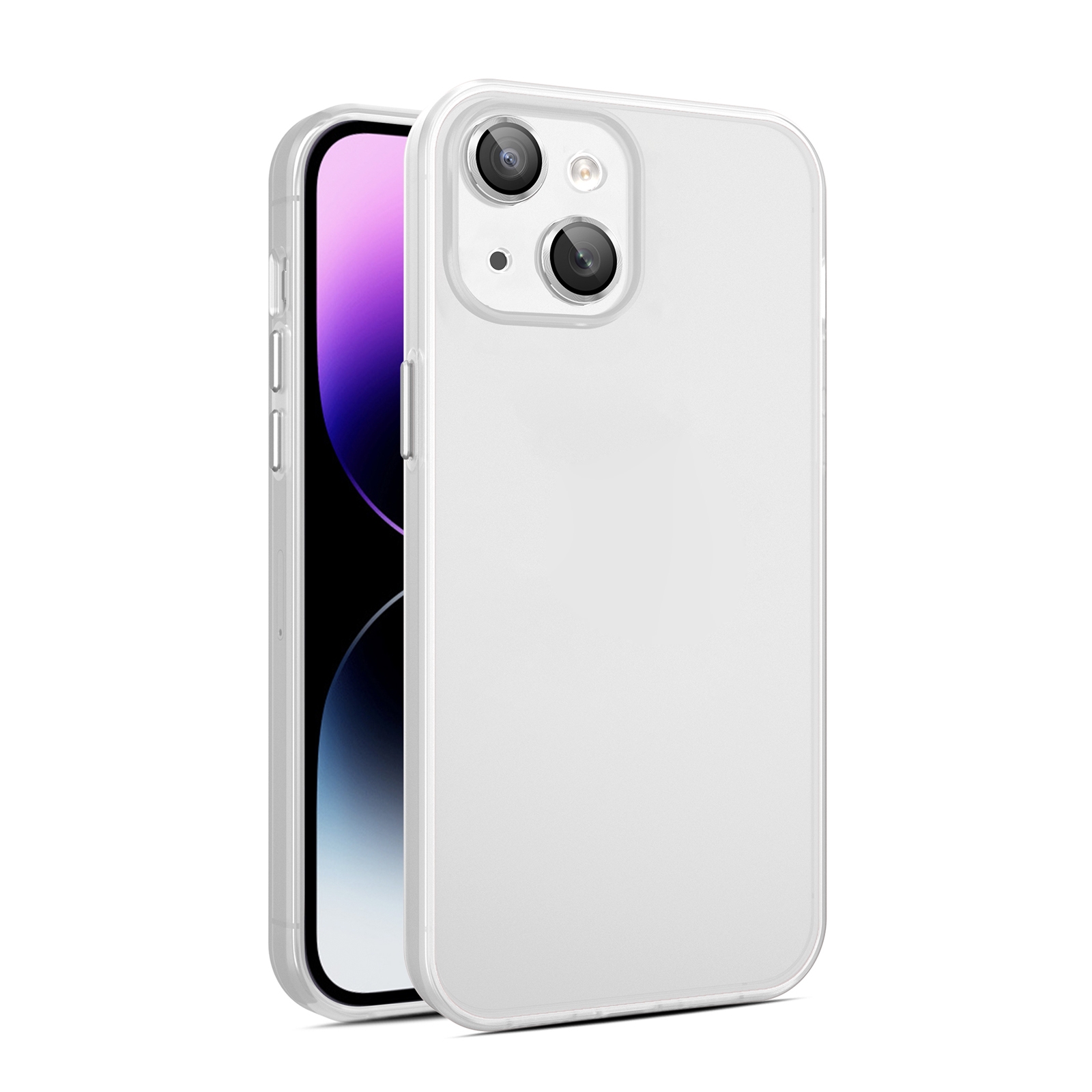 For iPhone 15 Plus Eagle Eye CD Texture Lens Skin Feel Matte Phone Case(Matte White) - Shopkiz.com