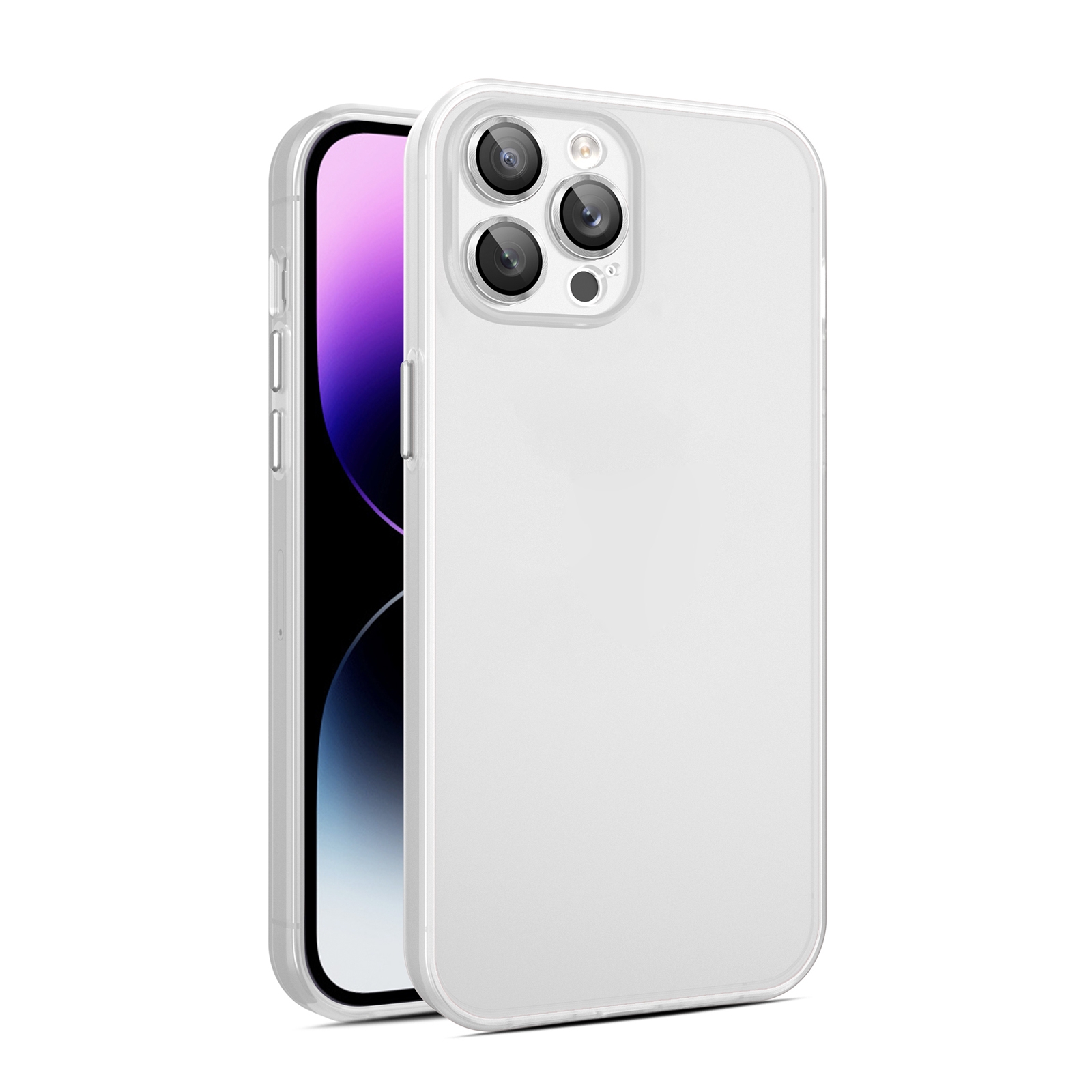 For iPhone 15 Pro Max Eagle Eye CD Texture Lens Skin Feel Matte Phone Case(Matte White) - Shopkiz.com