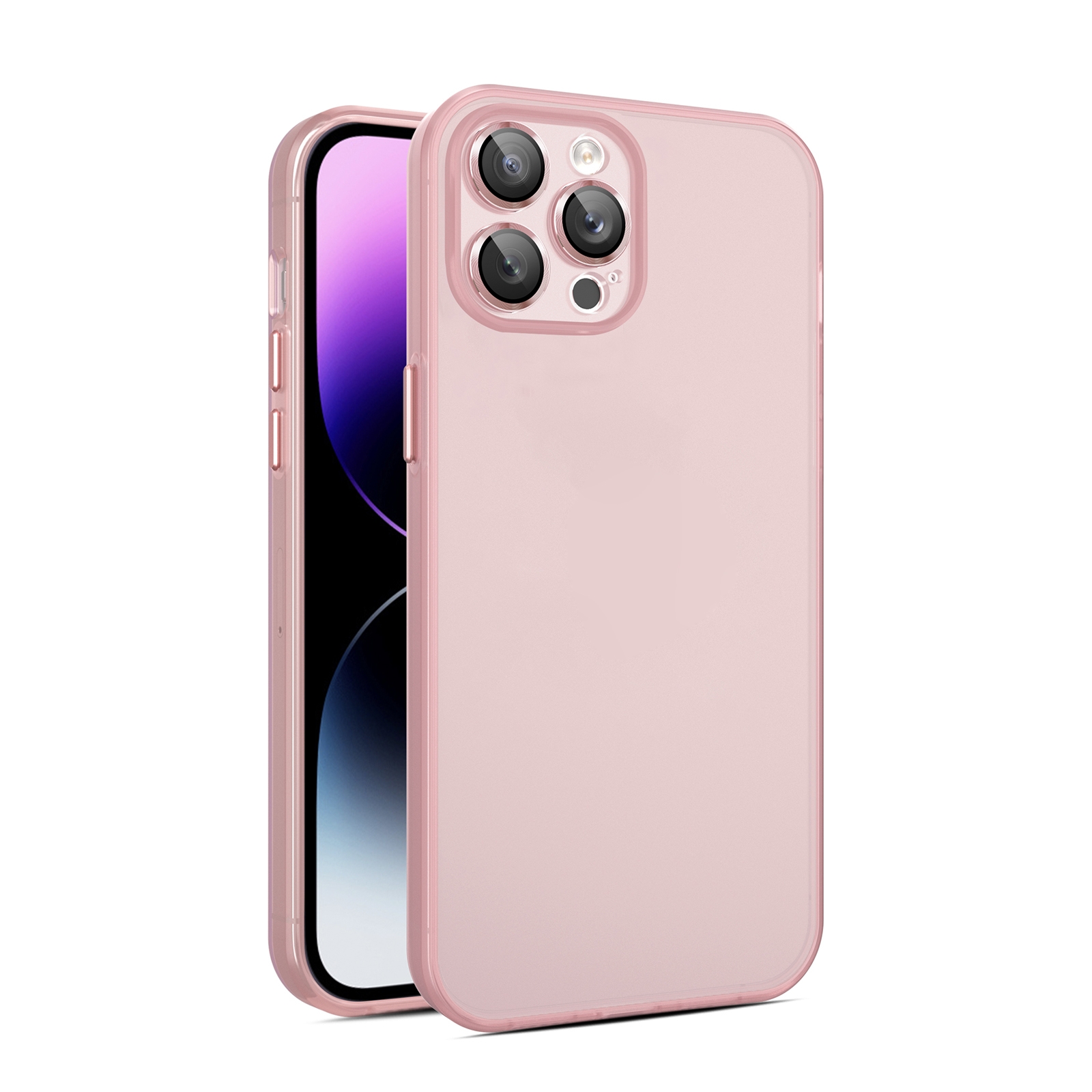 For iPhone 15 Pro Max Eagle Eye CD Texture Lens Skin Feel Matte Phone Case(Pink) - Shopkiz.com