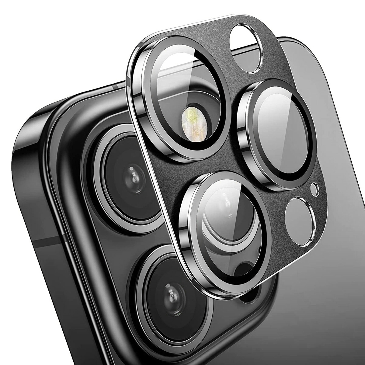 For iPhone 12 Pro ENKAY Hat-Prince Anti-reflection Camera Lens Aluminium Alloy Tempered Glass Film(Black) - Shopkiz.com