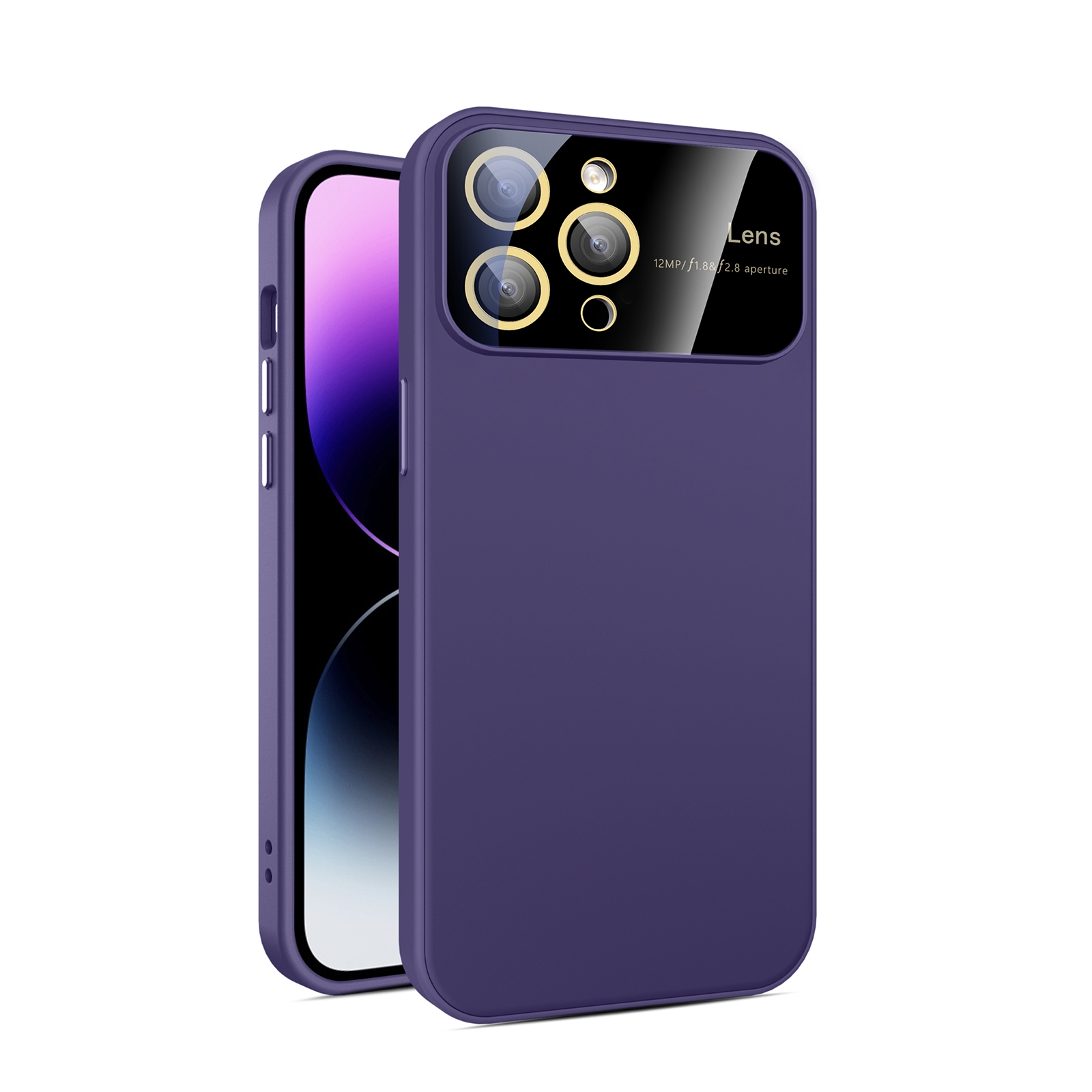 For iPhone 11 Pro Large Glass Window PC Phone Case with Integrated Lens Film(Dark Purple) - Shopkiz.com