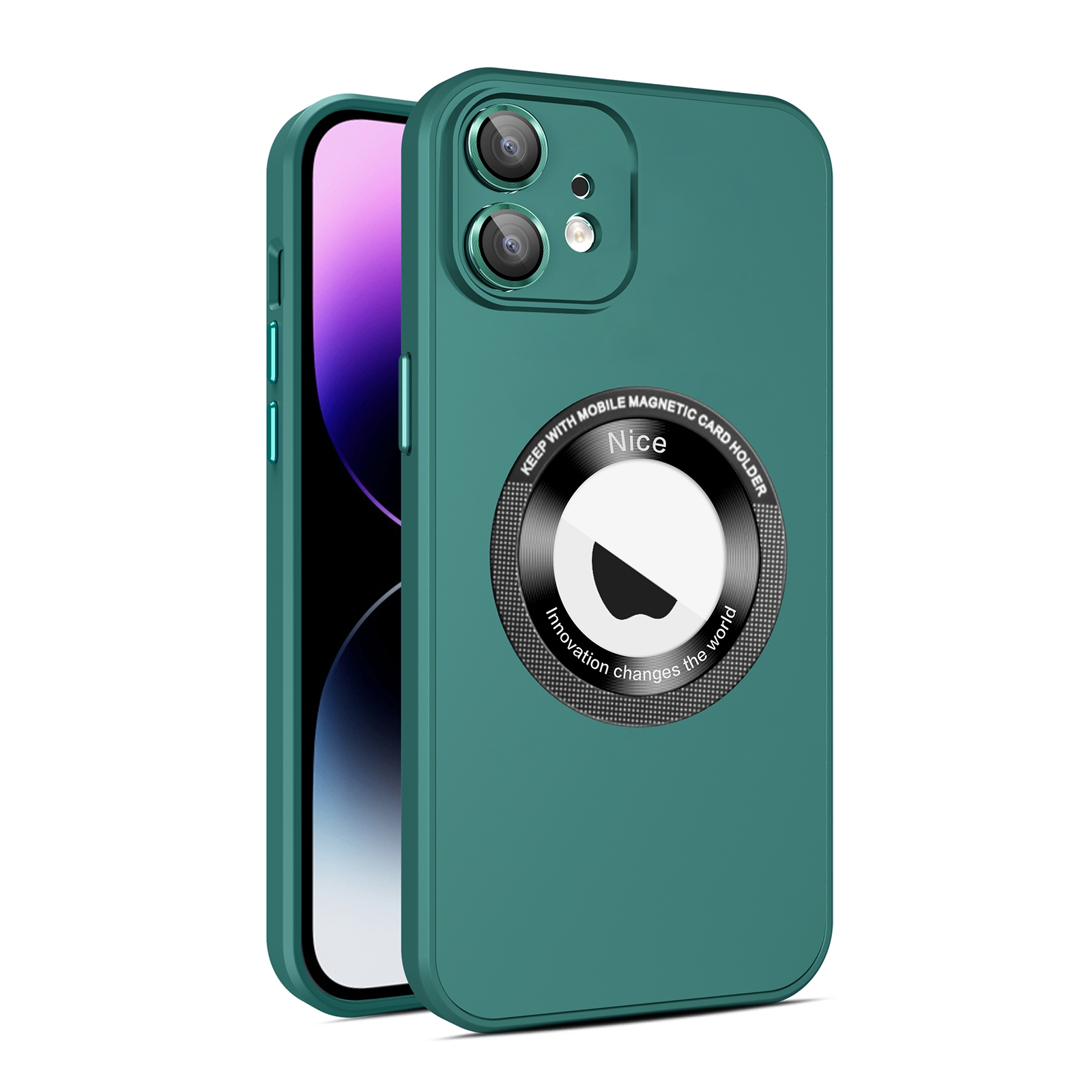 For iPhone 11 Eagle Eye Lens CD Texture MagSafe Magnifier Phone Case(Dark Green) - Shopkiz.com