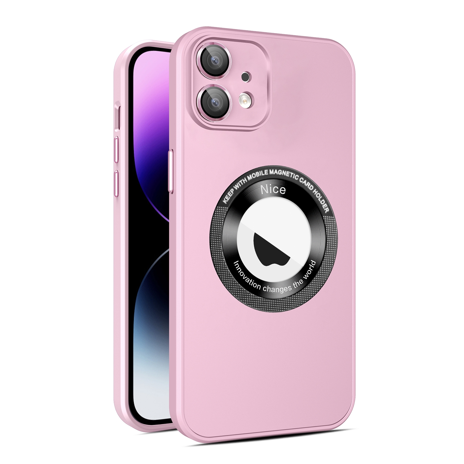 For iPhone 11 Eagle Eye Lens CD Texture MagSafe Magnifier Phone Case(Pink) - Shopkiz.com