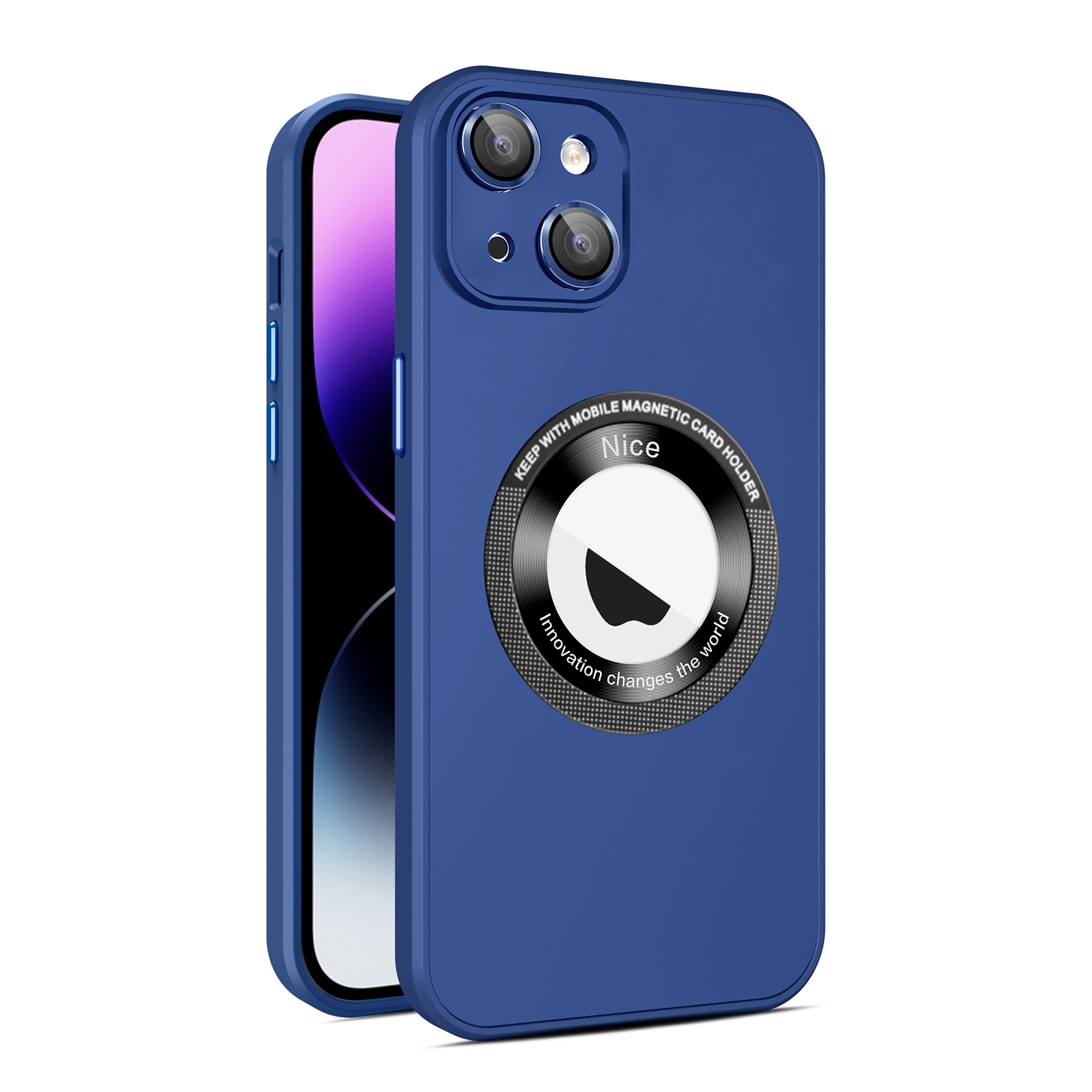 For iPhone 14 Eagle Eye Lens CD Texture MagSafe Magnifier Phone Case(Royal Blue) - Shopkiz.com