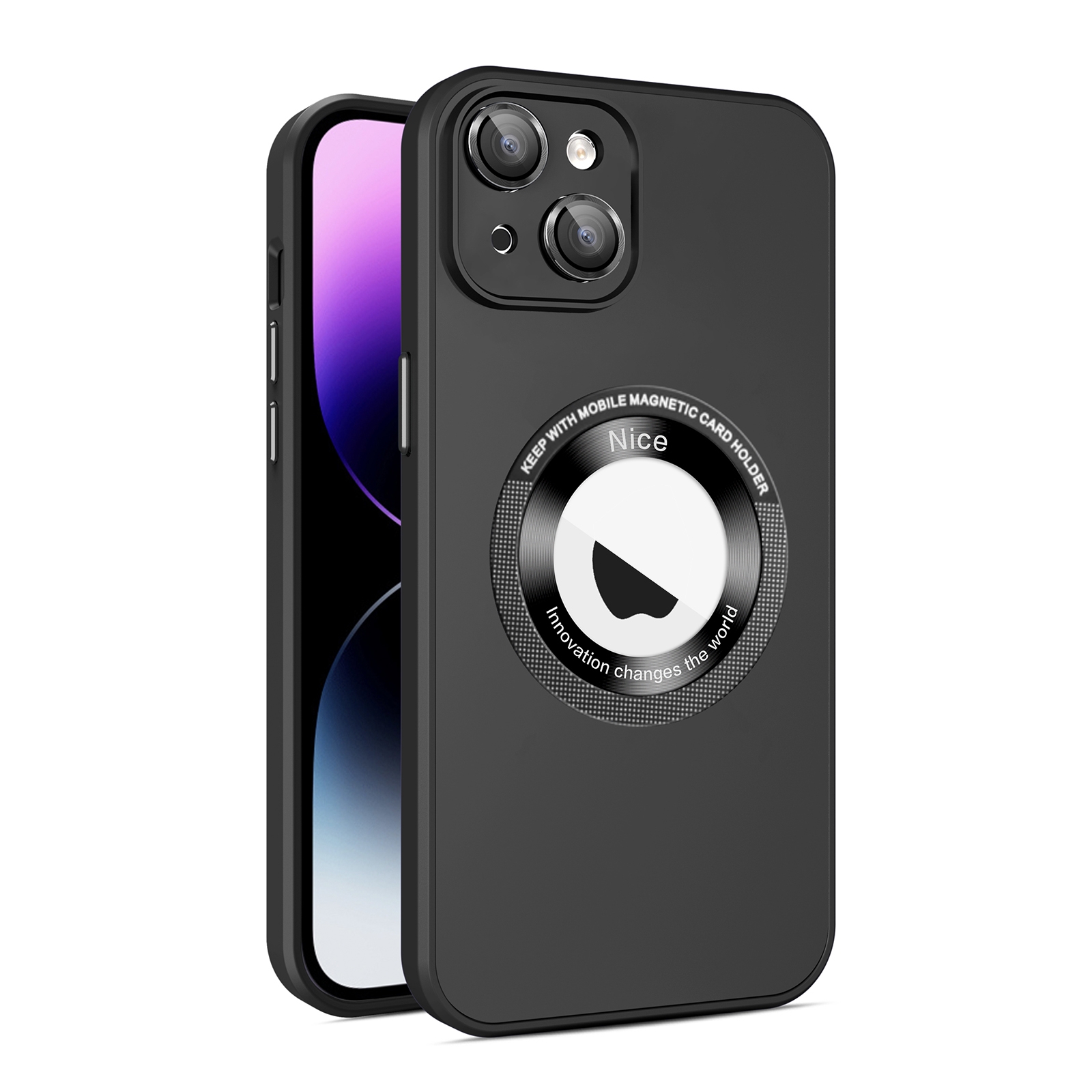 For iPhone 14 Plus Eagle Eye Lens CD Texture MagSafe Magnifier Phone Case(Black) - Shopkiz.com