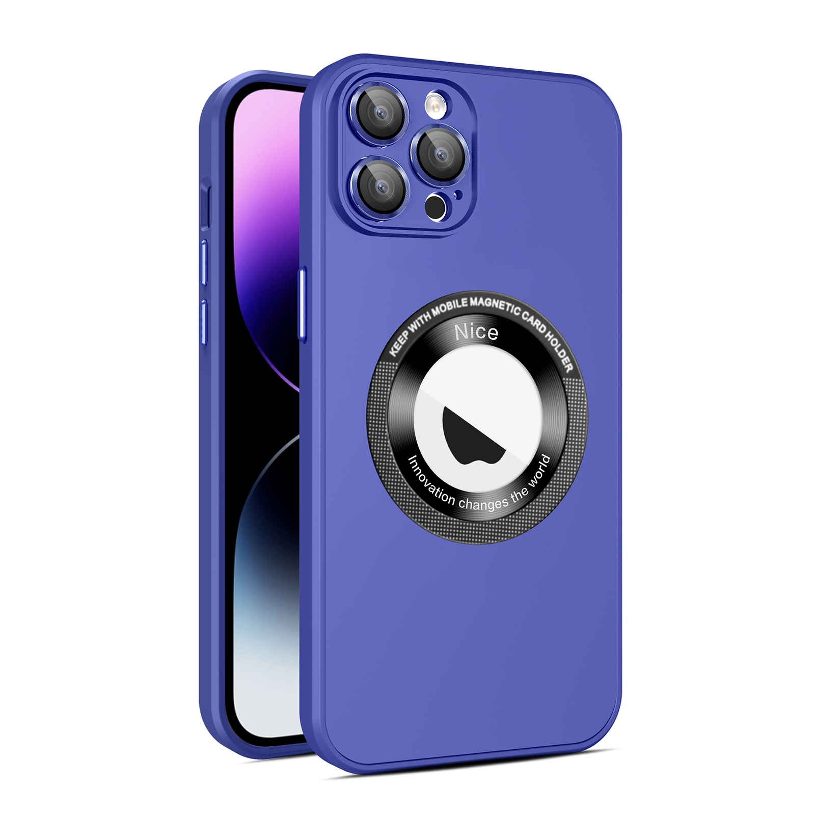 For iPhone 15 Pro Max Eagle Eye Lens CD Texture MagSafe Magnifier Phone Case(Dark Purple) - Shopkiz.com