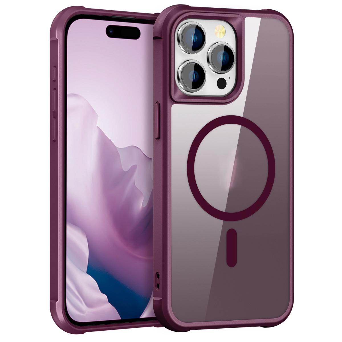 For iPhone 15 Pro MagSafe Magnetic Phone Case(Wine Red) - Shopkiz.com