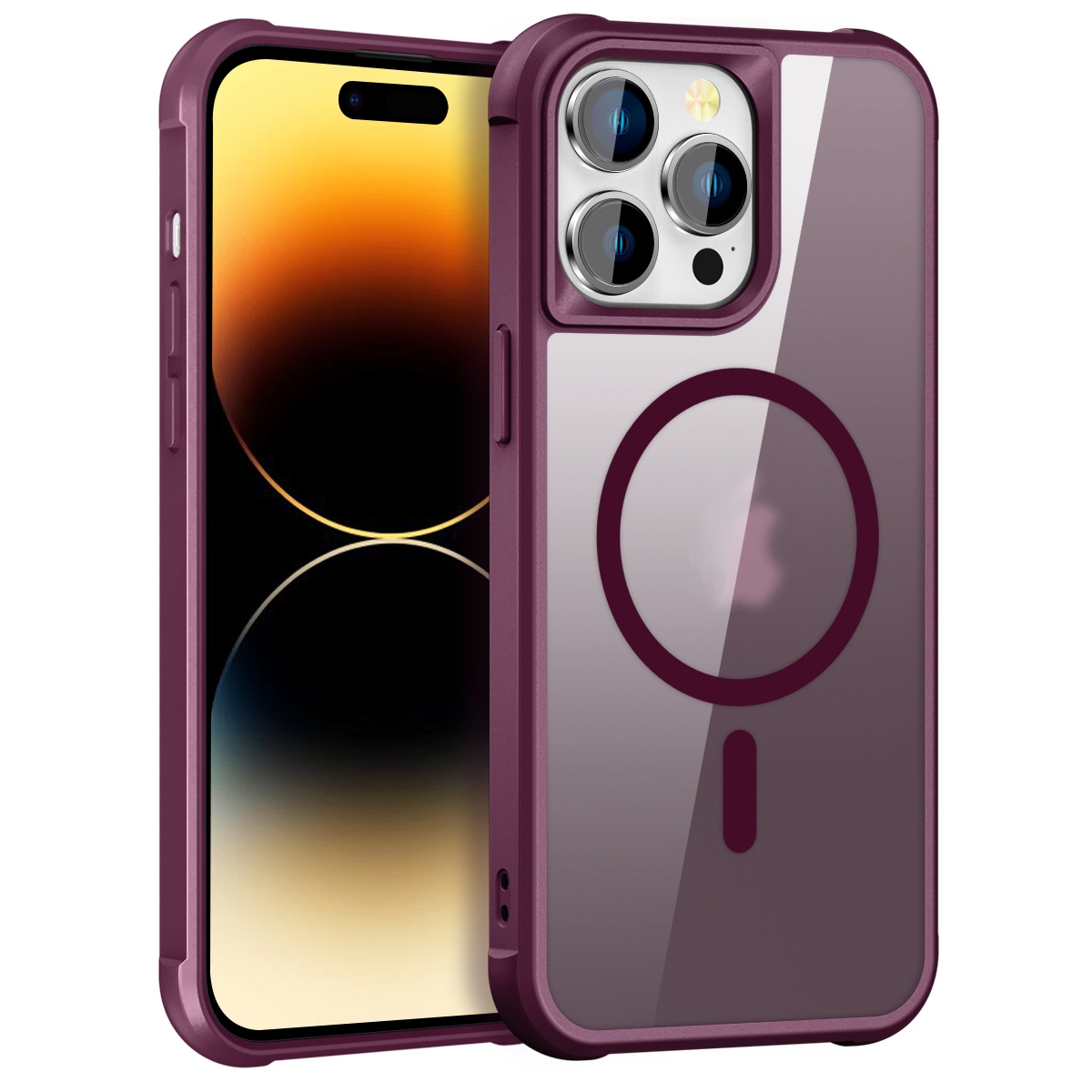 For iPhone 14 Pro Max MagSafe Magnetic Phone Case(Wine Red) - Shopkiz.com