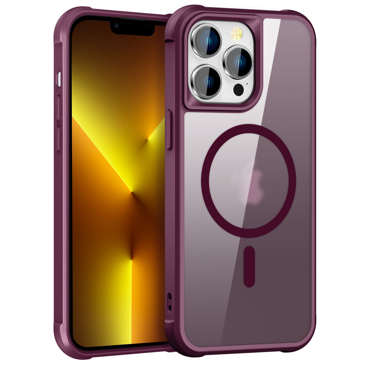 For iPhone 13 Pro Max / 12 Pro Max MagSafe Magnetic Phone Case(Wine Red) - Shopkiz.com