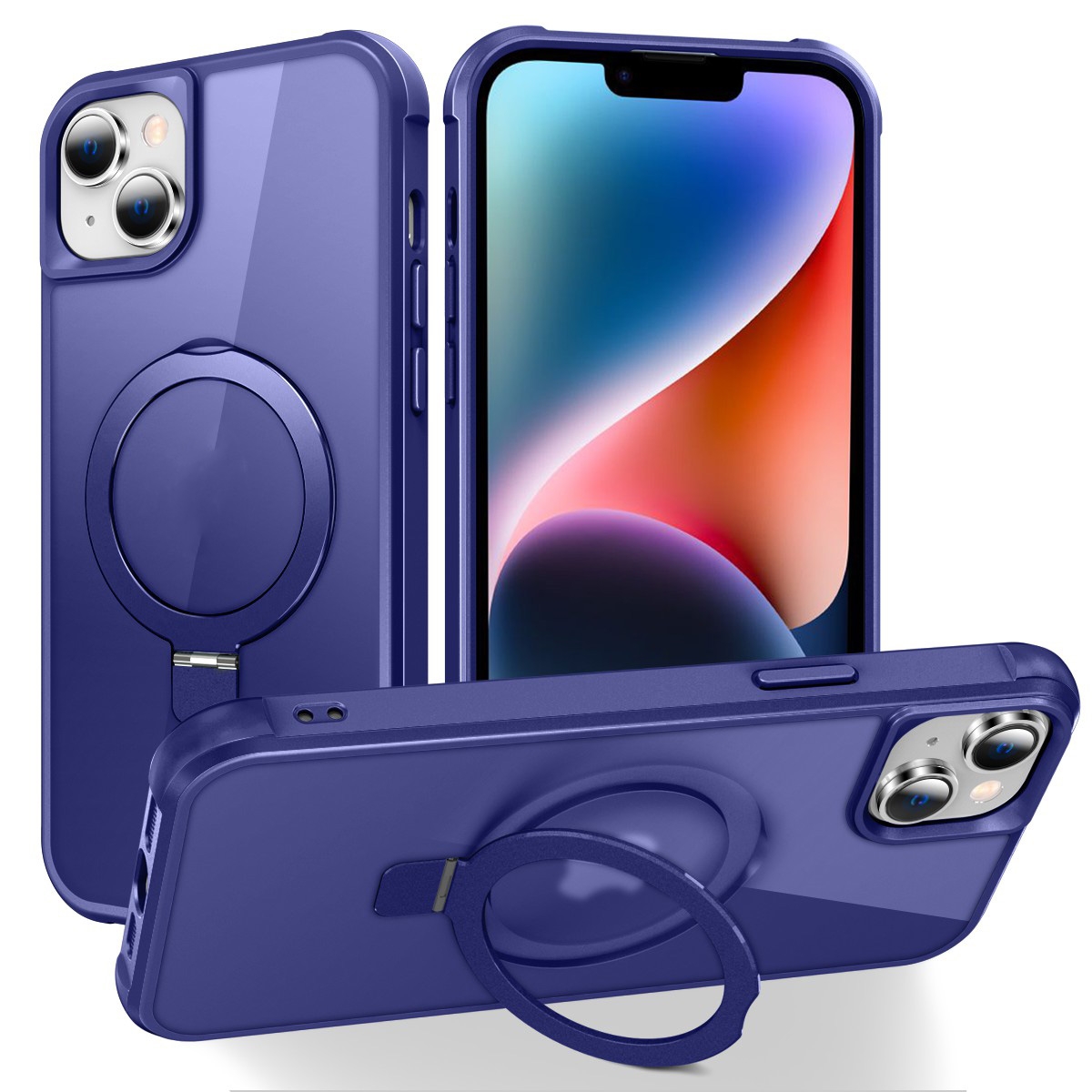 For iPhone 14 Plus MagSafe Magnetic Holder Phone Case(Klein Blue) - Shopkiz.com