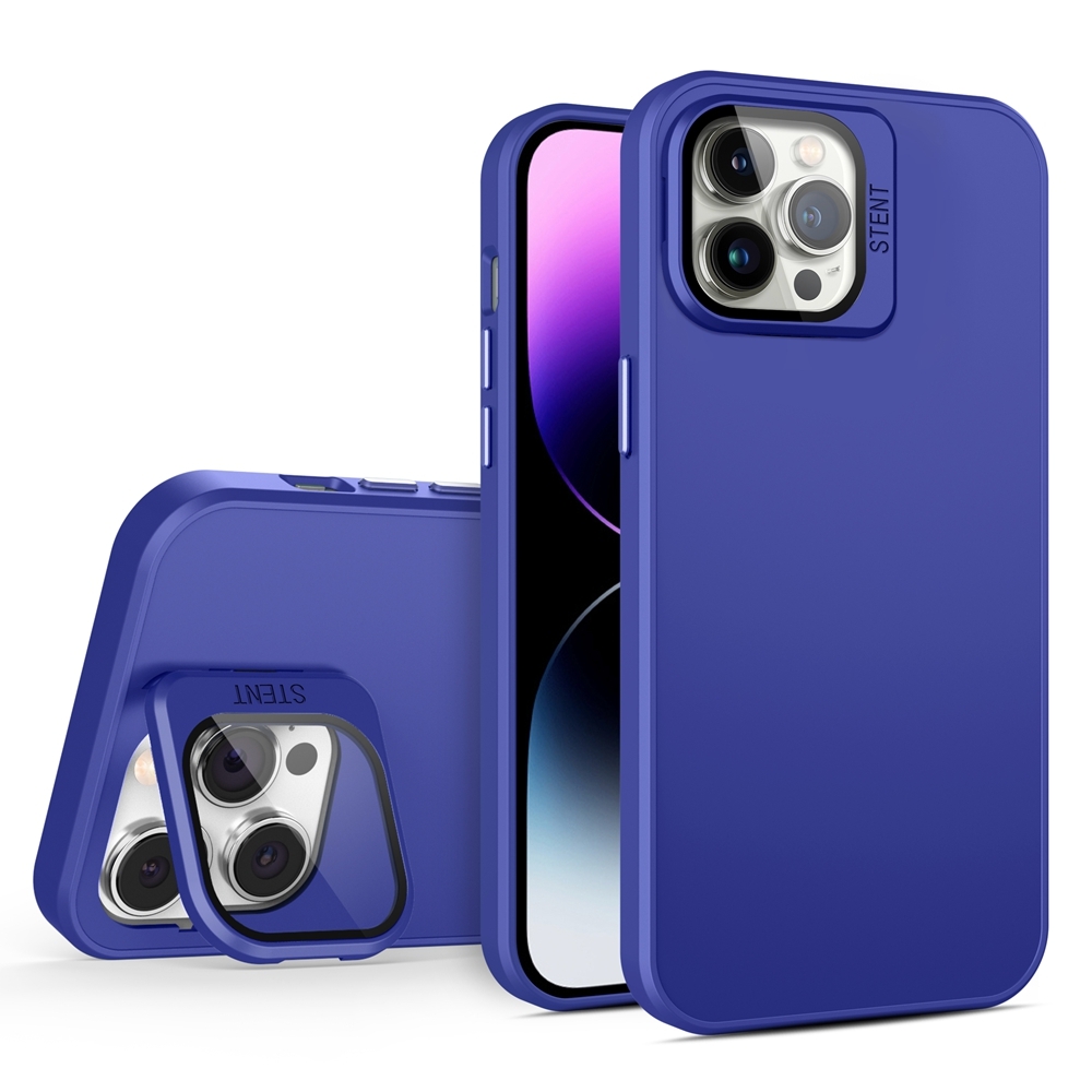 For iPhone 12 Pro Max Skin Feel Lens Holder PC + TPU Phone Case(Dark Purple) - Shopkiz.com
