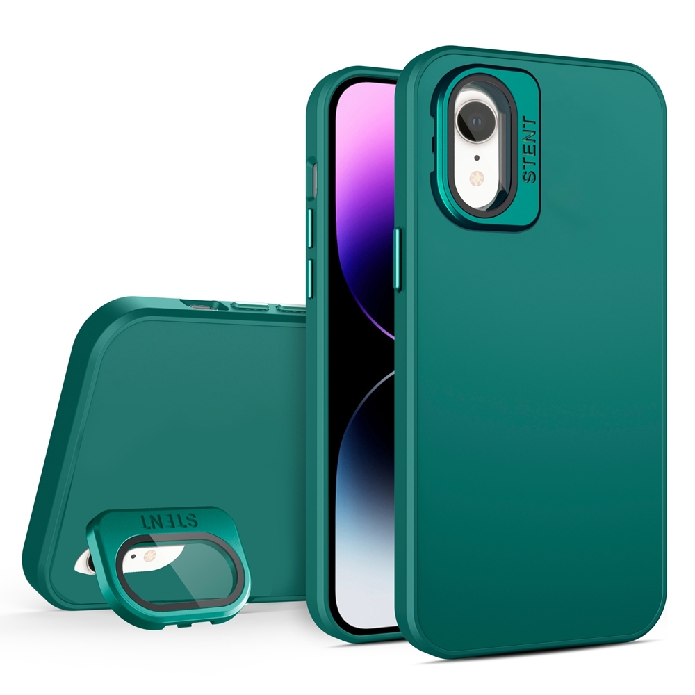 For iPhone XR Skin Feel Lens Holder PC + TPU Phone Case(Green) - Shopkiz.com