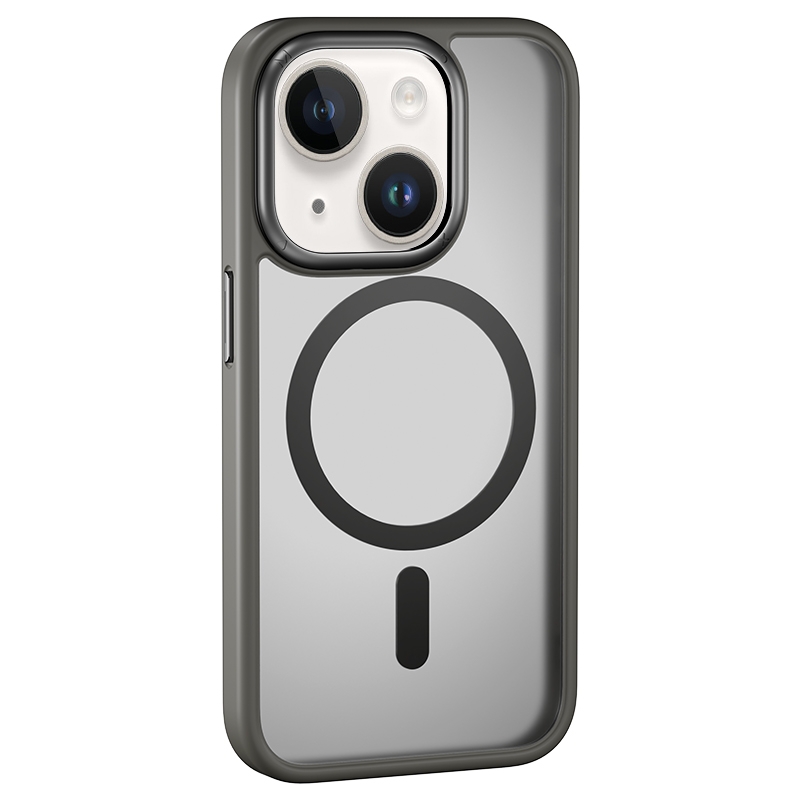 For iPhone 15 MOMAX Magsafe Magnetic PC + TPU + Metal Phone Case(Grey) - Shopkiz.com
