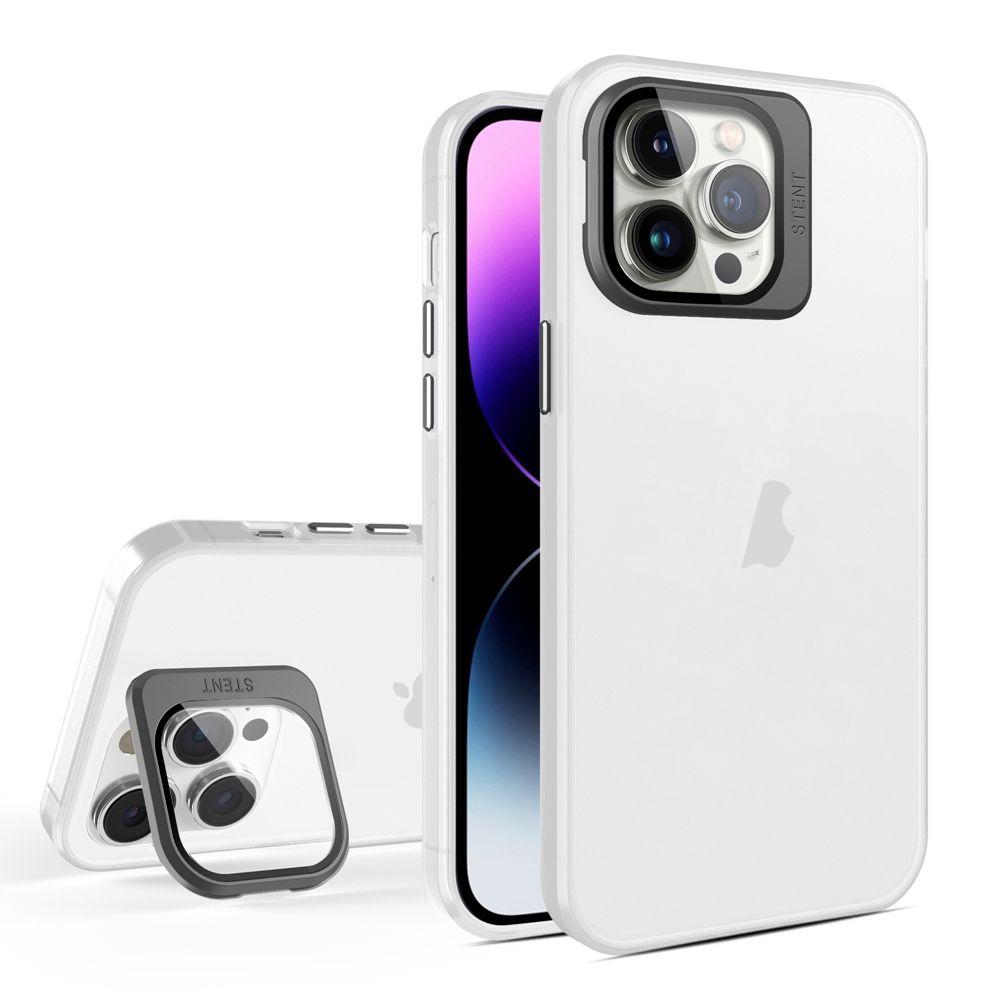 For iPhone 13 Pro Skin Feel Lens Holder Translucent Phone Case(White) - Shopkiz.com