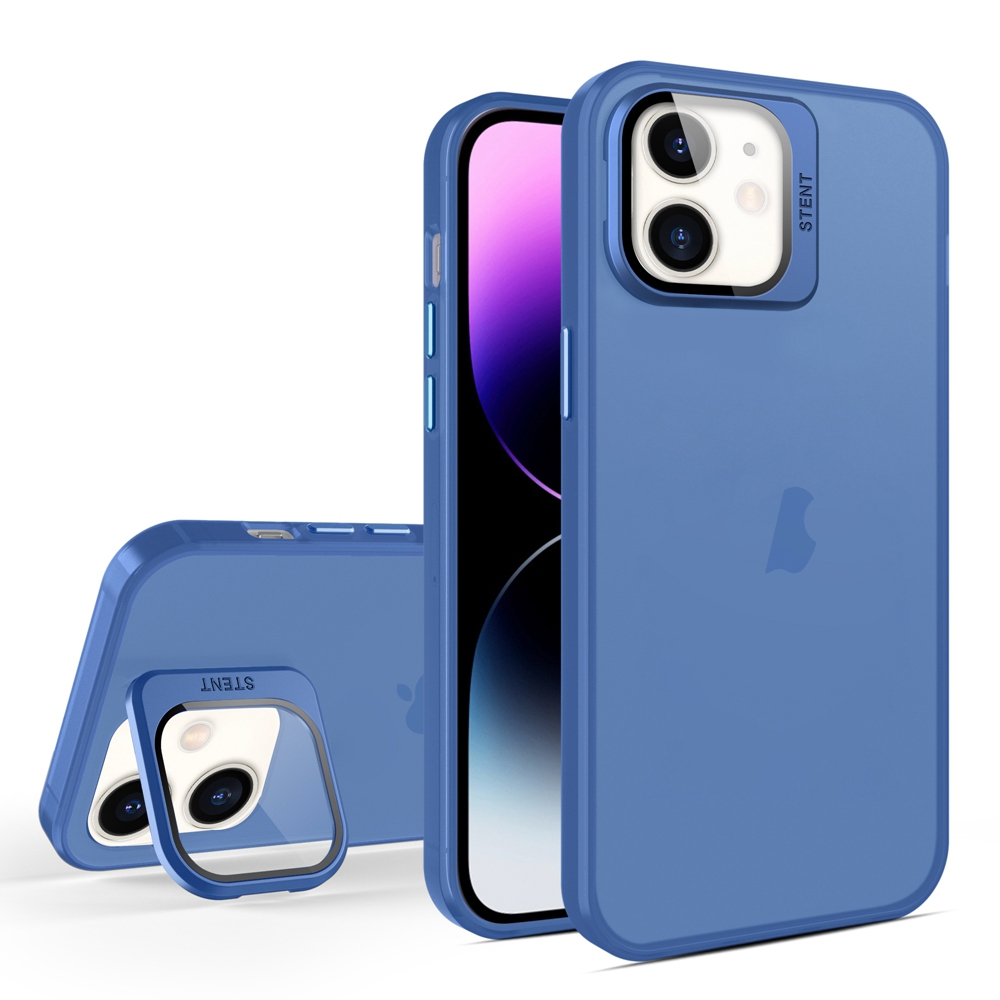 For iPhone 11 Skin Feel Lens Holder Translucent Phone Case(Royal Blue) - Shopkiz.com