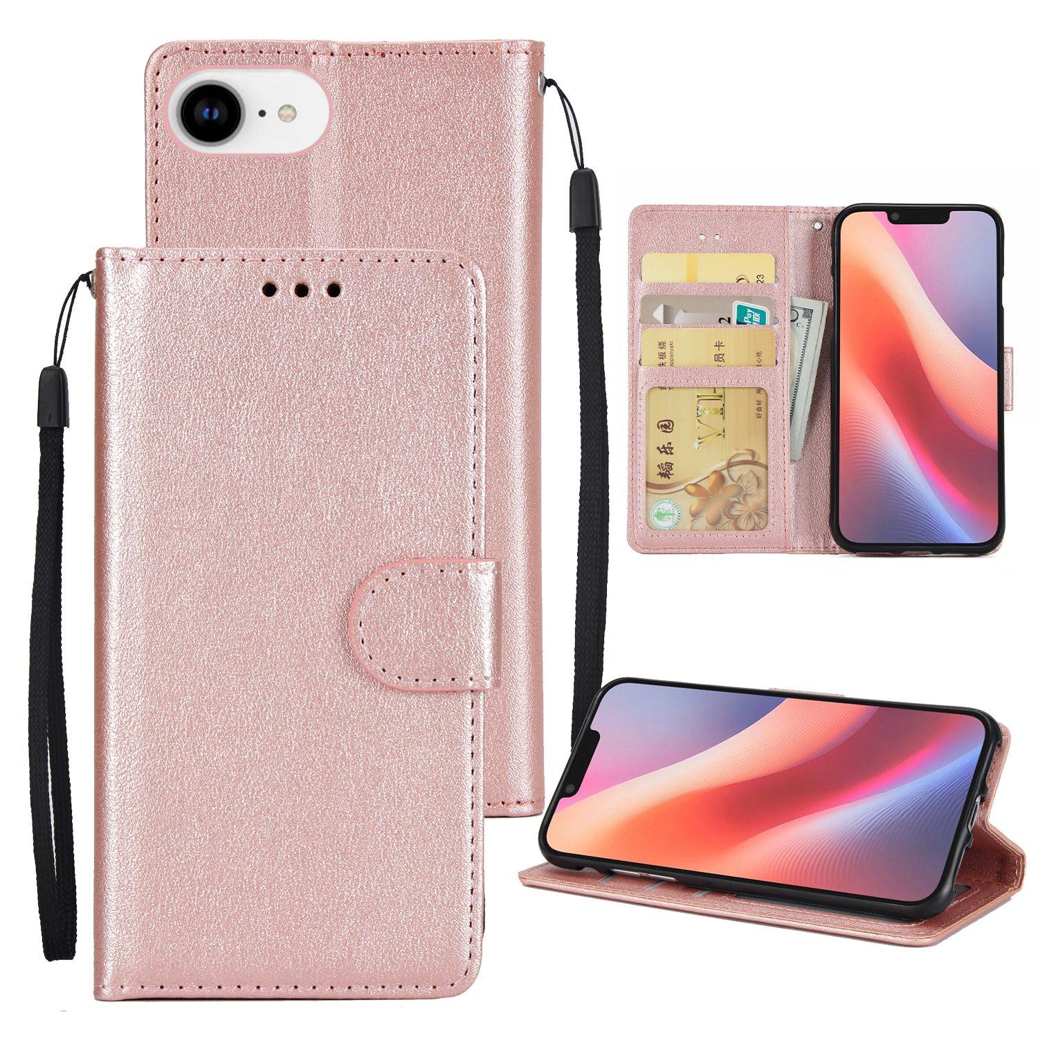 For iPhone 17e / 16e 3-Card Slots Multifunctional Leather Phone Case(Rose Gold) - Shopkiz.com