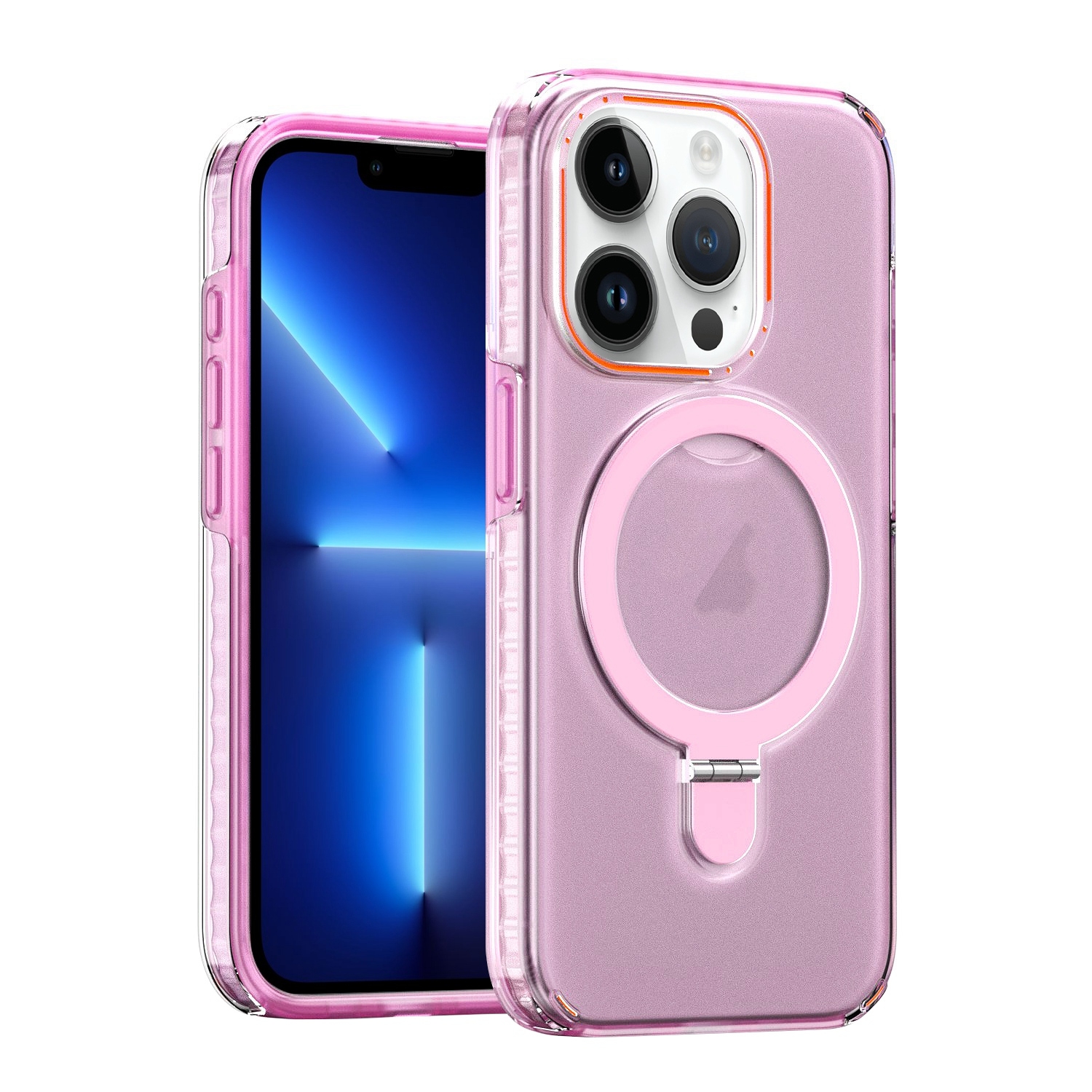 For iPhone 13 Pro Colorful 2 in 1 MagSafe Holder Phone Case(Purple) - Shopkiz.com