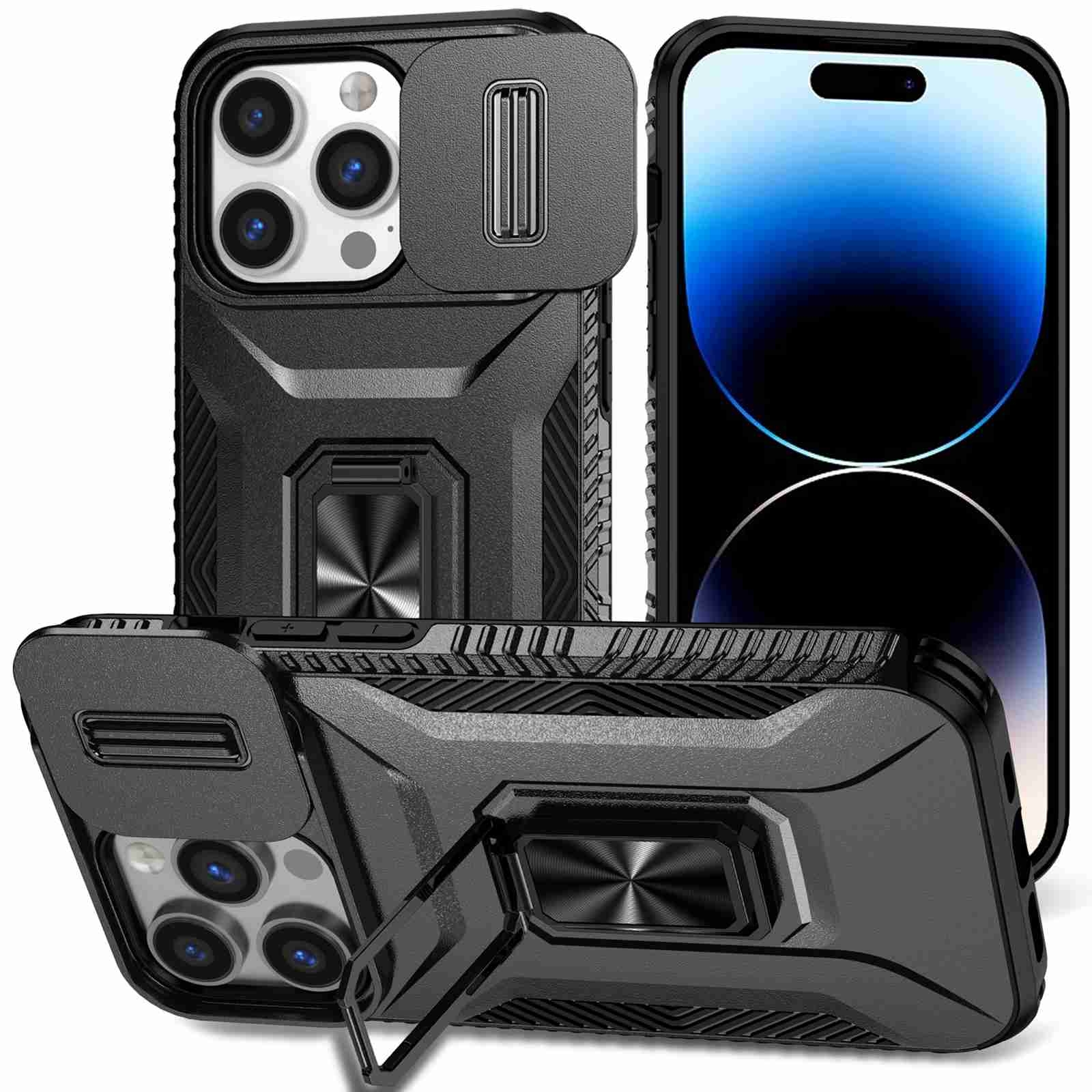 For iPhone 14 Pro Sliding Camshield Holder Phone Case(Black) - Shopkiz.com